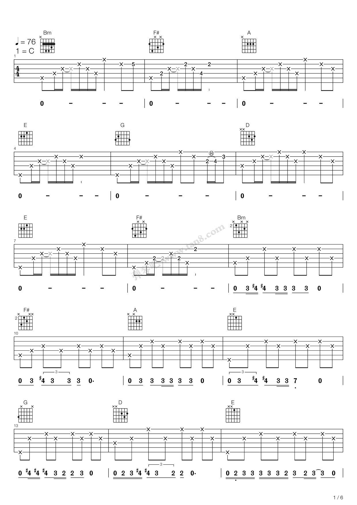 《Hotel California (加州旅馆)》吉他谱-C大调音乐网