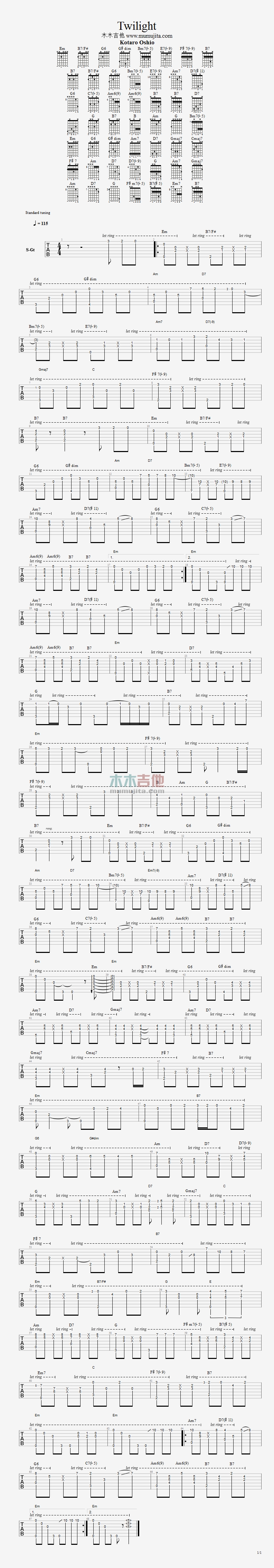 《Twilight(黄昏)(指弹)》吉他谱-C大调音乐网