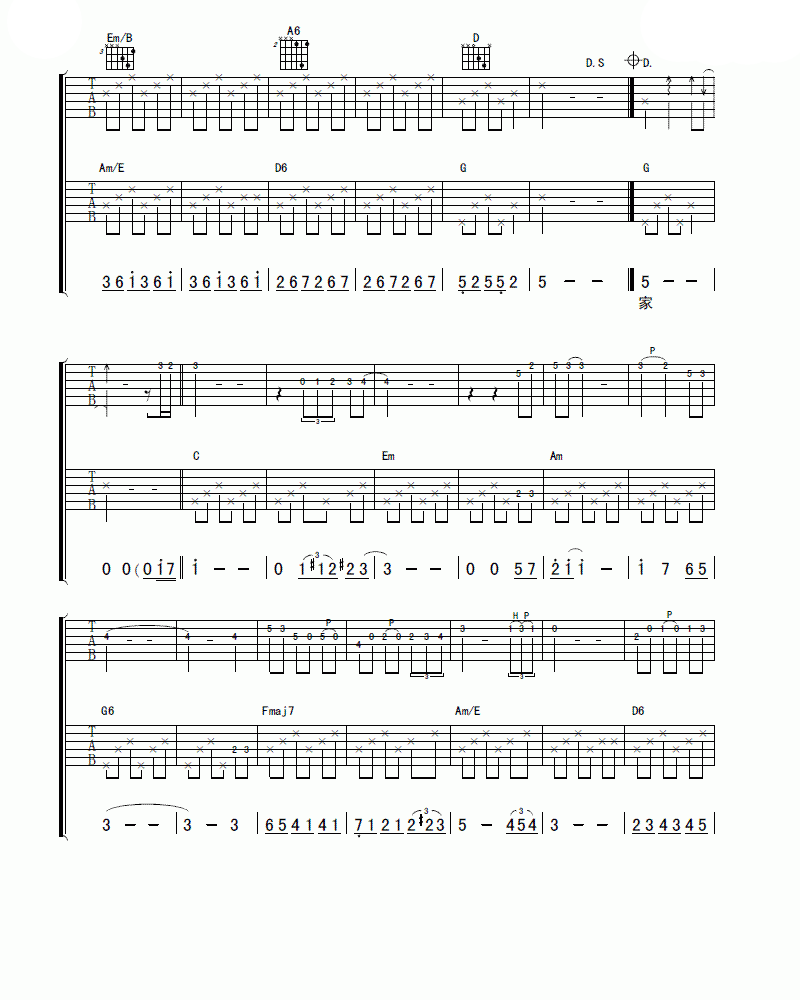 张玮玮 米店吉他谱 C调双吉他版-C大调音乐网