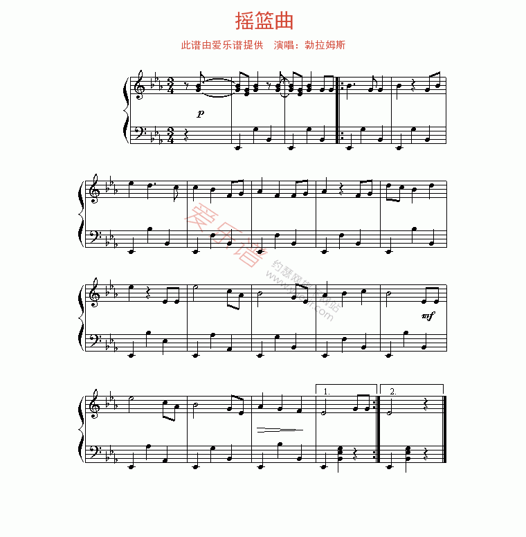 《勃拉姆斯《摇篮曲》》吉他谱-C大调音乐网