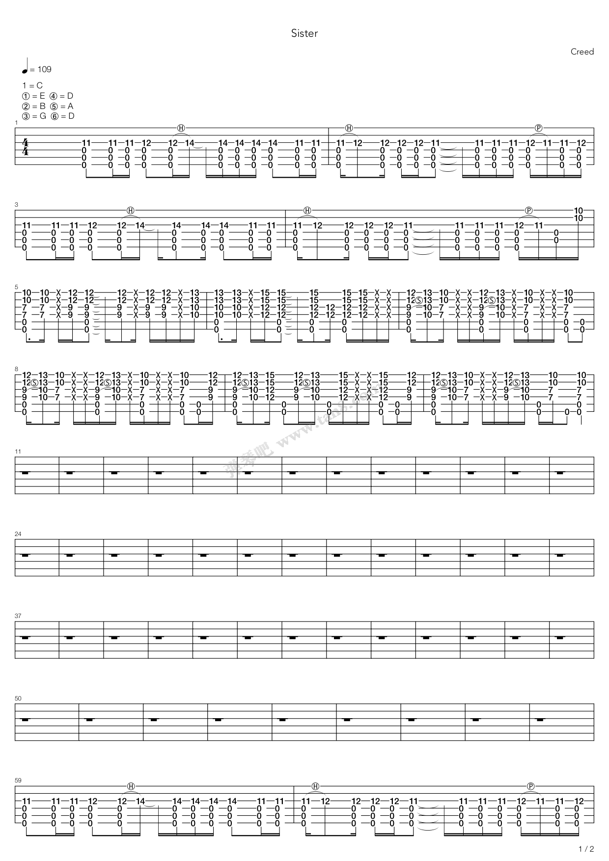 《Sister》吉他谱-C大调音乐网