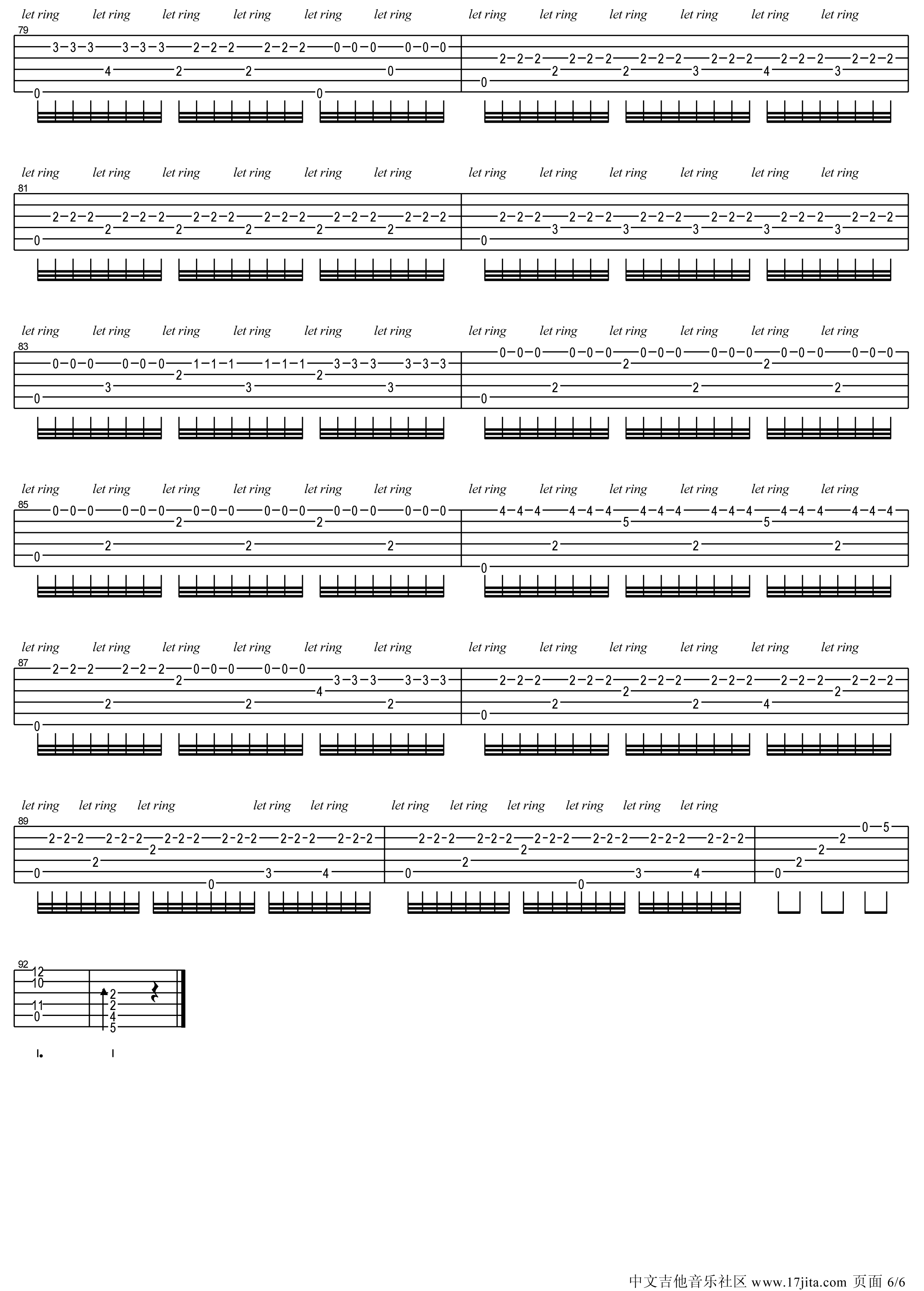 《古典吉他名曲独奏谱 阿尔罕布拉宫的回忆》吉他谱-C大调音乐网