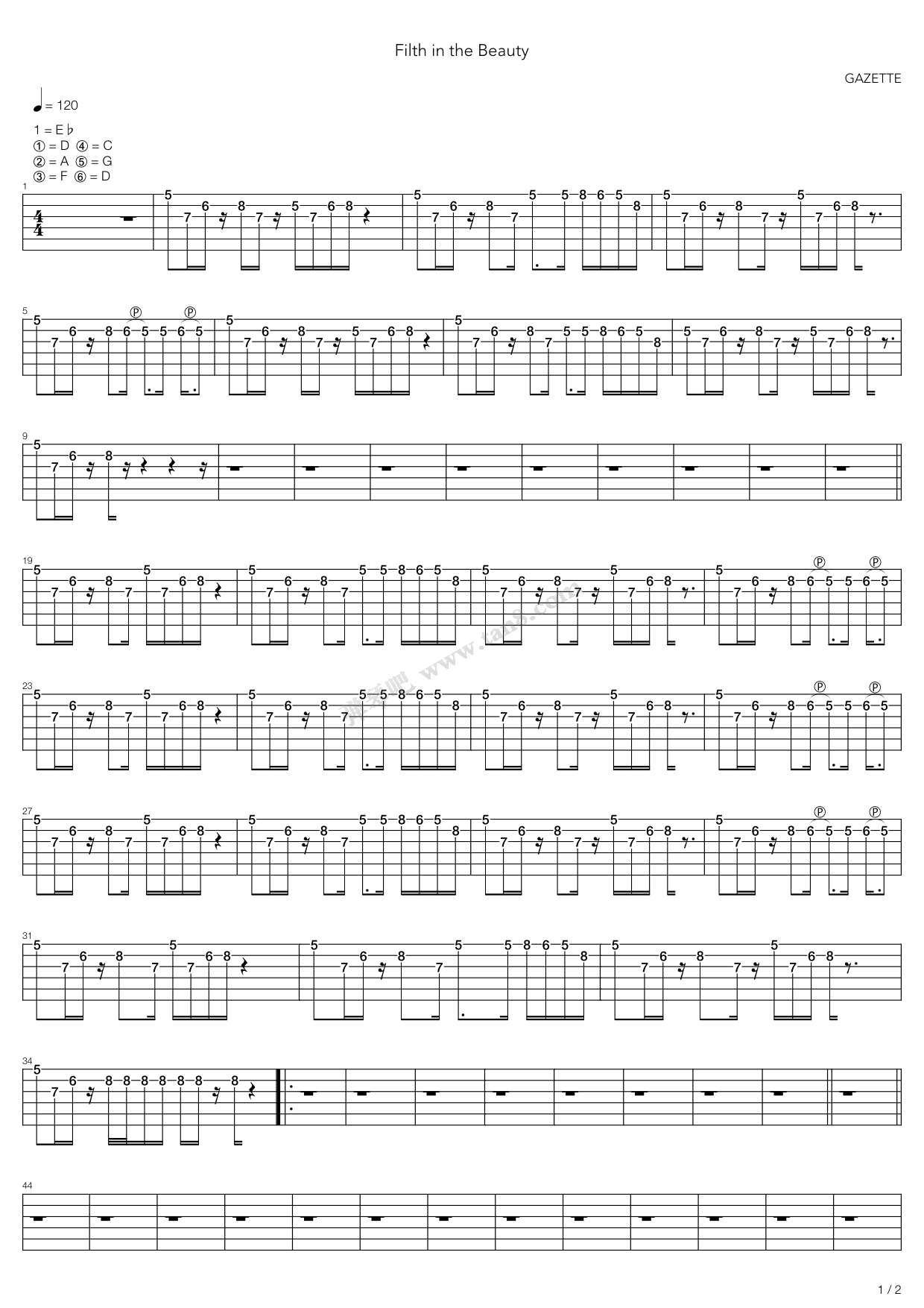 《Filth In The Beauty》吉他谱-C大调音乐网