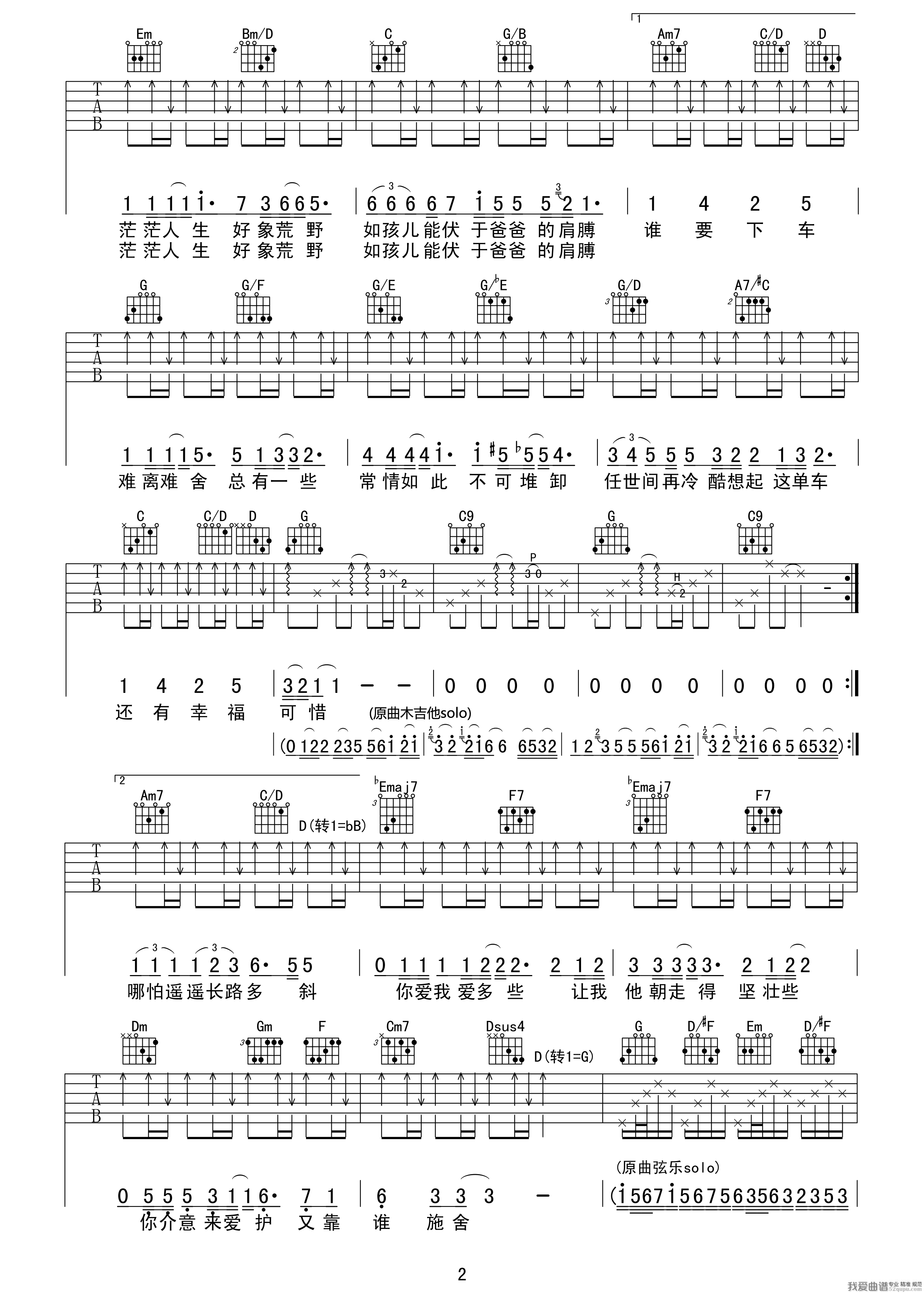 《陈奕迅《单车》吉他谱/六线谱》吉他谱-C大调音乐网