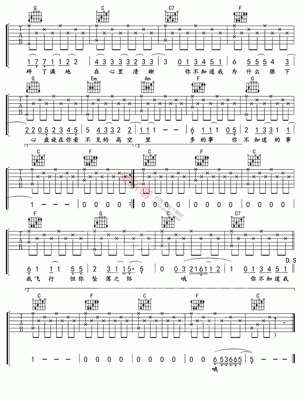 《王力宏《你不知道的事(高清版)》》吉他谱-C大调音乐网
