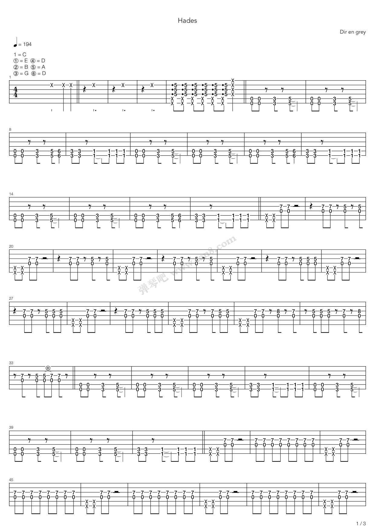 《Hades》吉他谱-C大调音乐网