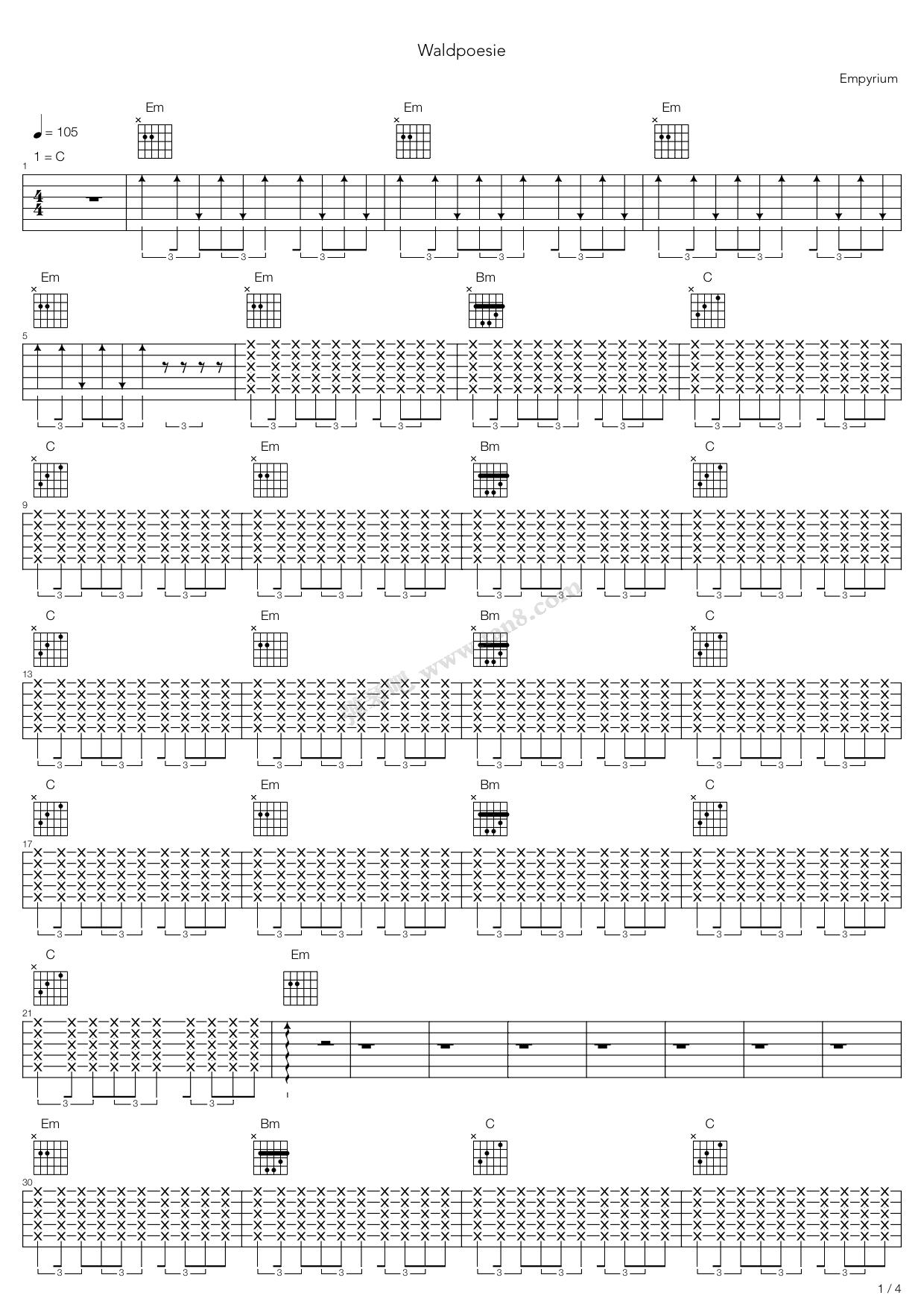 《Waldpoesie》吉他谱-C大调音乐网