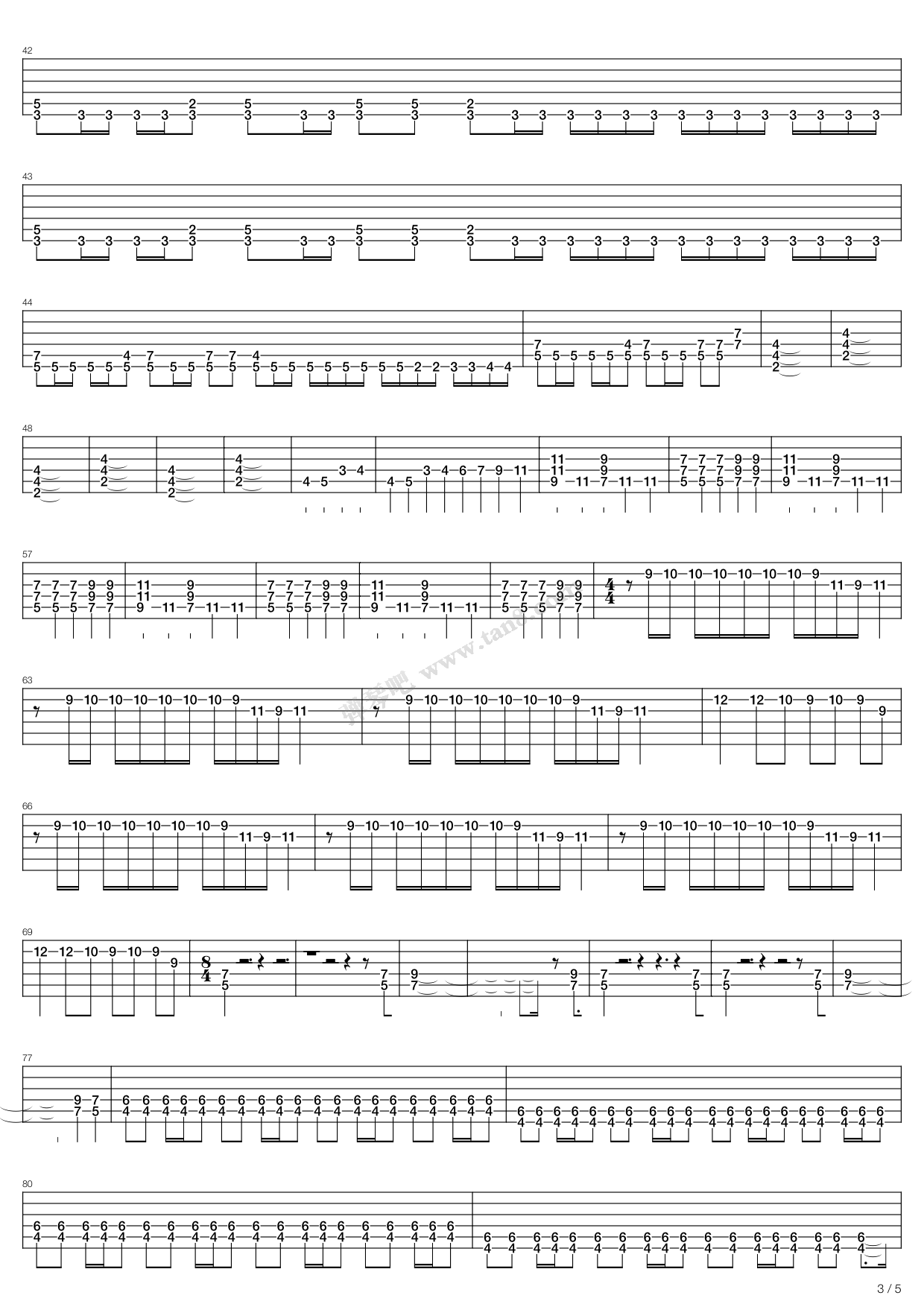 《Somewhere Out In Space》吉他谱-C大调音乐网