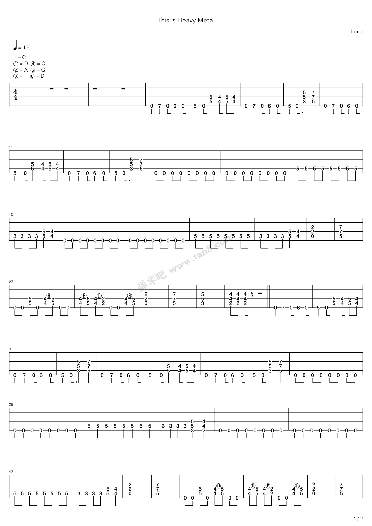 《This Is Heavy Metal》吉他谱-C大调音乐网