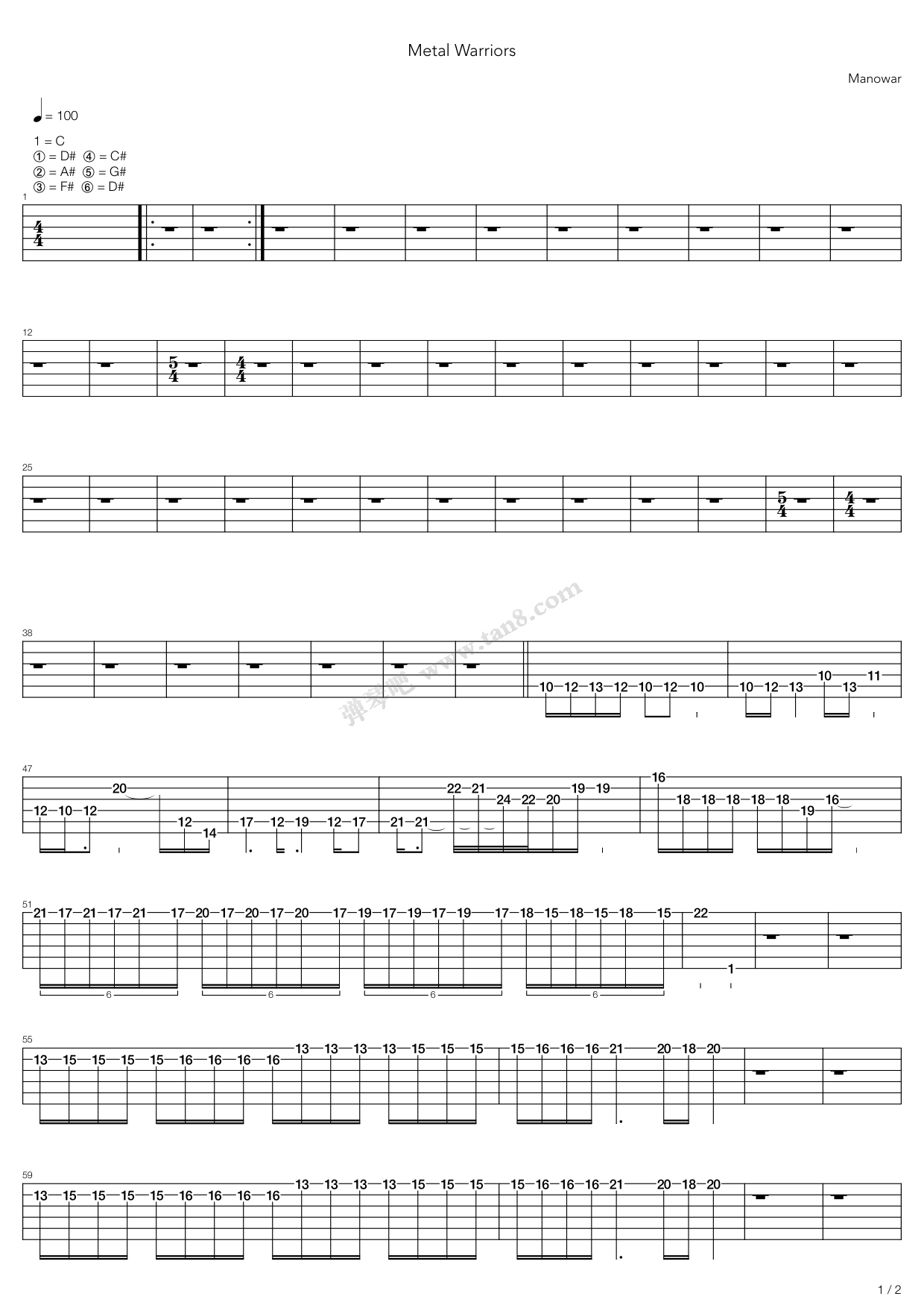 《Metal Warriors》吉他谱-C大调音乐网