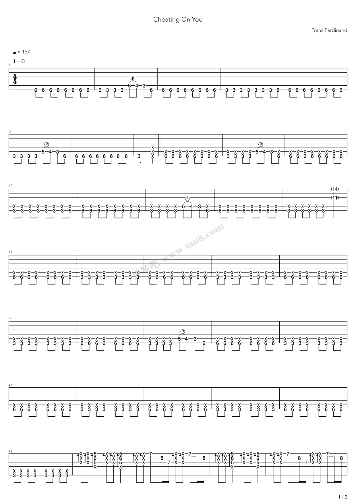 《Cheating On You》吉他谱-C大调音乐网