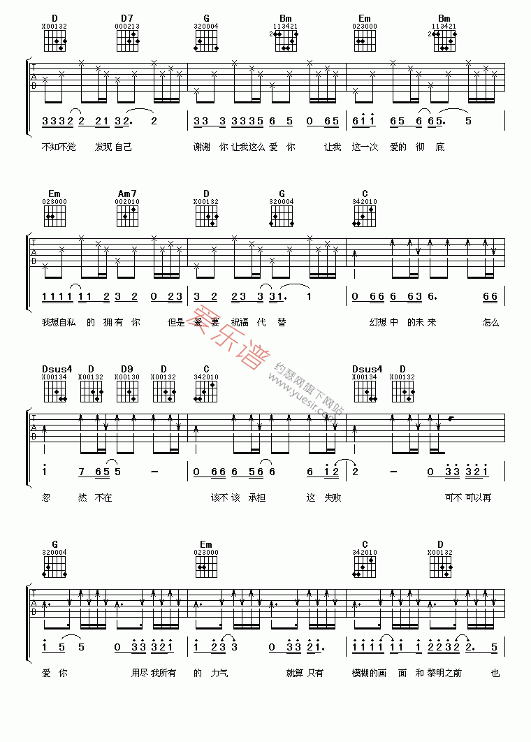 《柯以敏《谢谢你让我这么爱你》》吉他谱-C大调音乐网