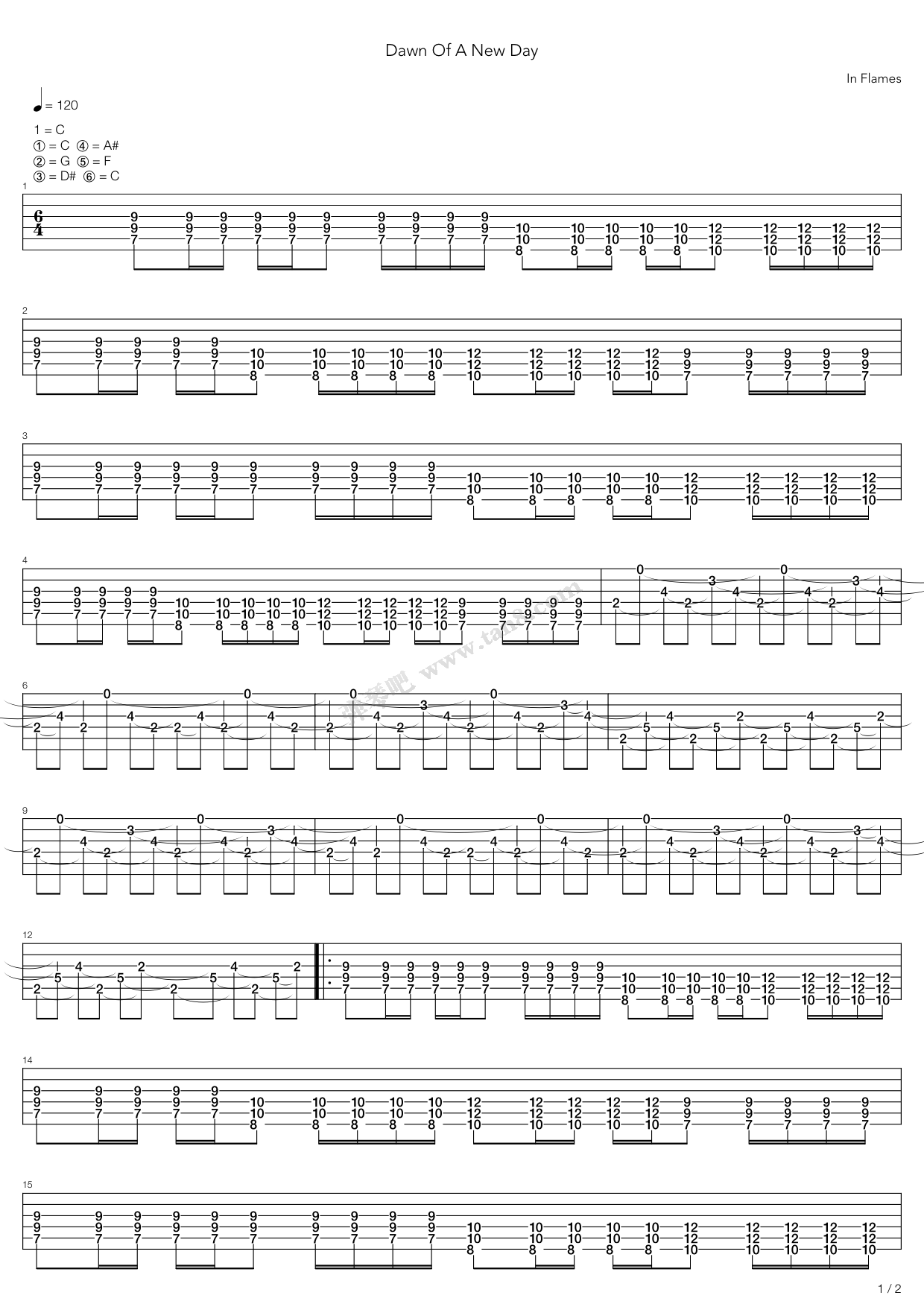 《Dawn Of A New Day Intro》吉他谱-C大调音乐网
