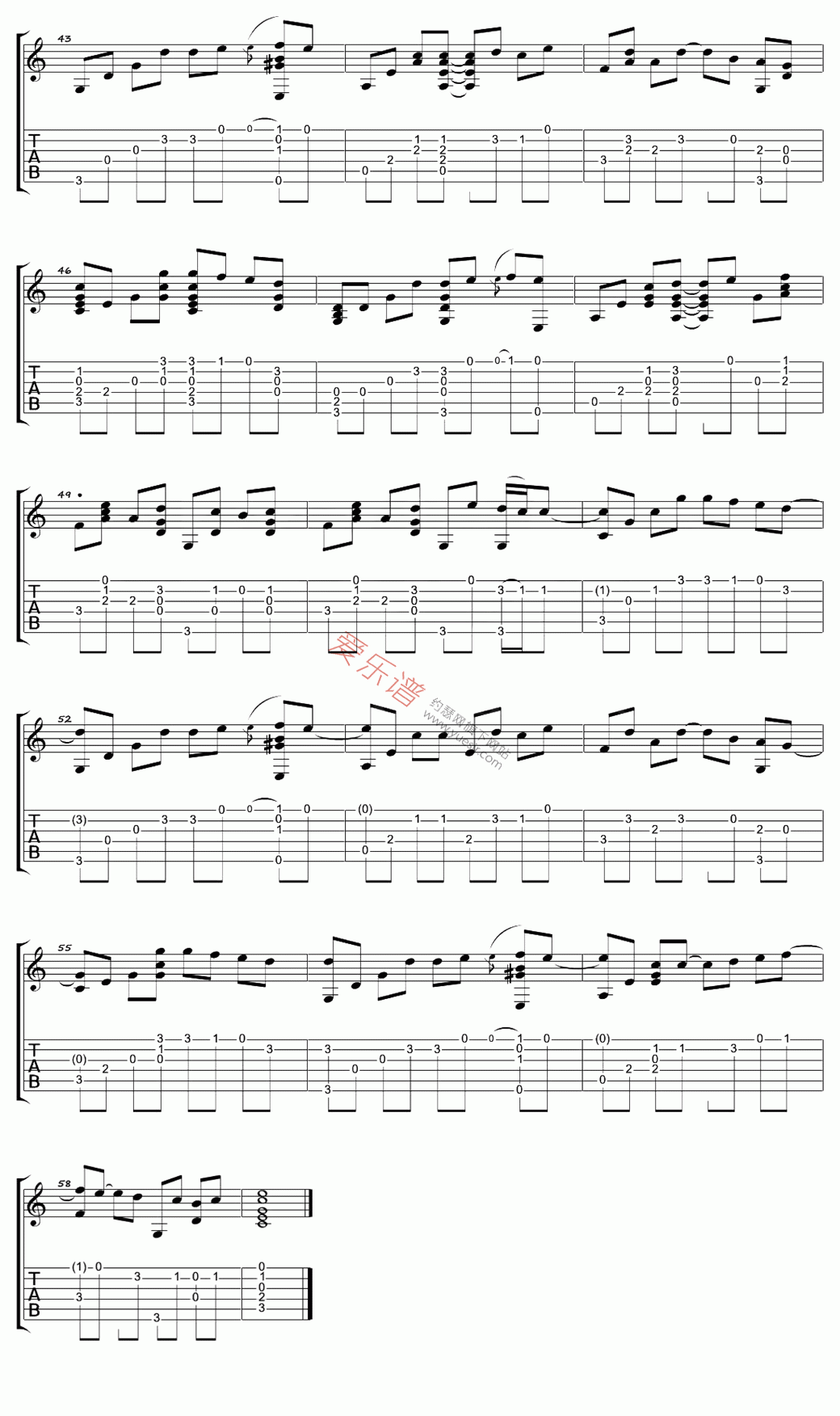 《卢家宏《Right here waiting(此情可待)》》吉他谱-C大调音乐网
