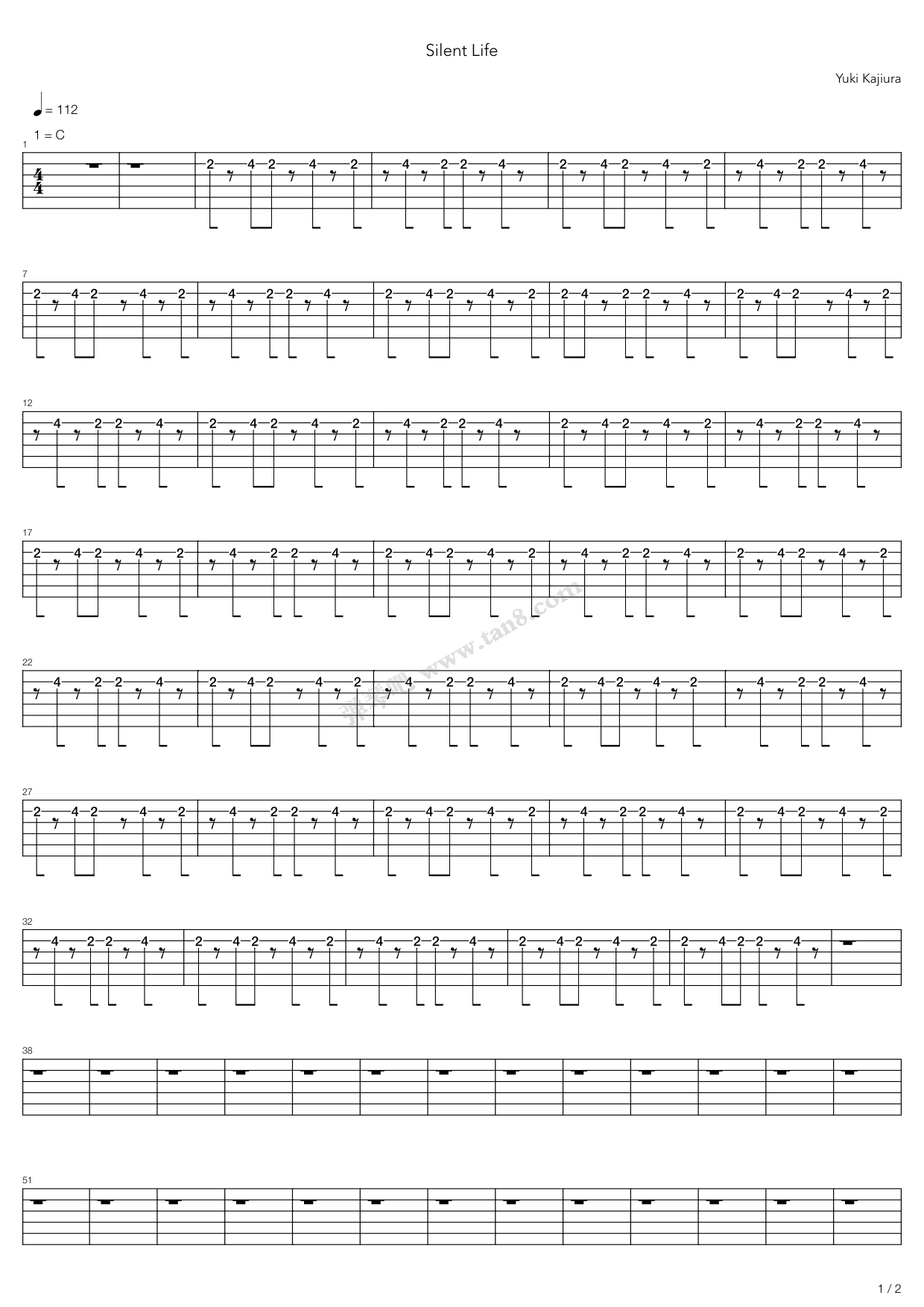 《Silent Life》吉他谱-C大调音乐网