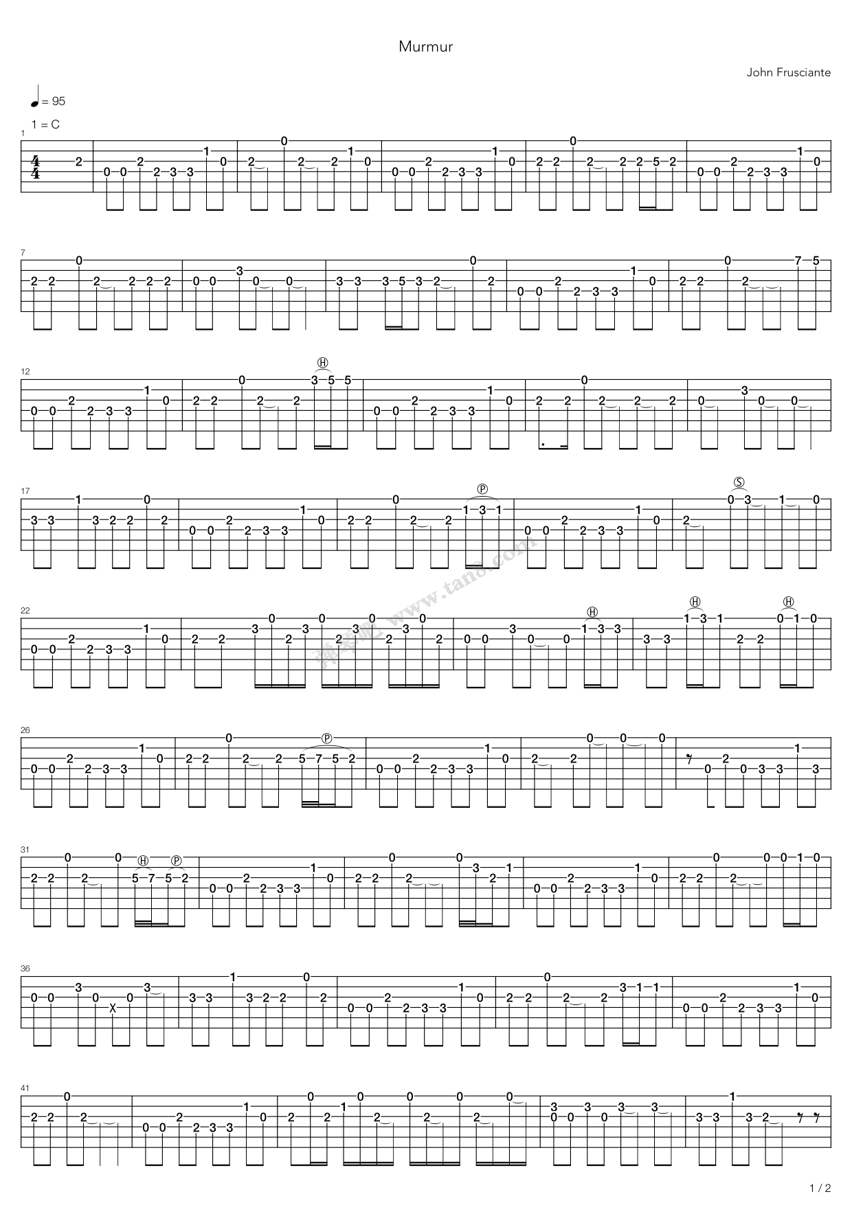 《Murmur》吉他谱-C大调音乐网