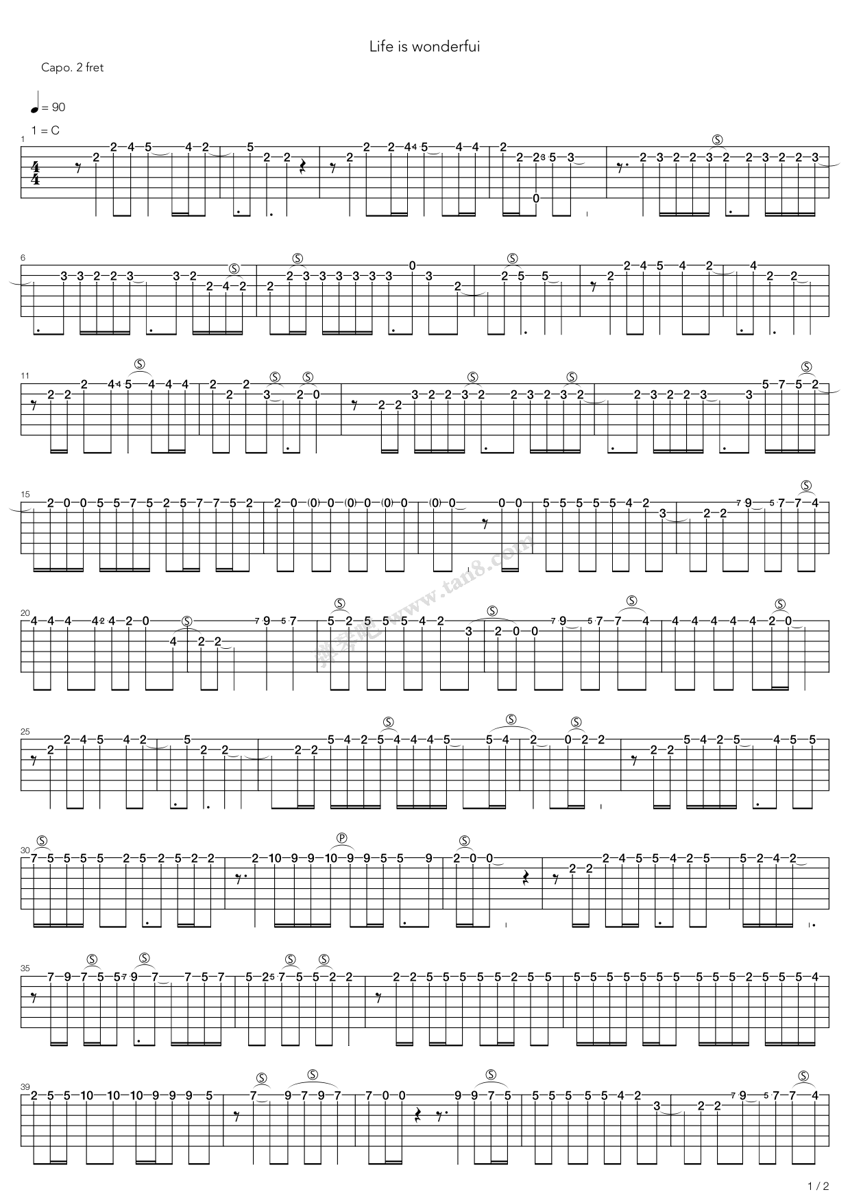 《Life Is Wonderful》吉他谱-C大调音乐网