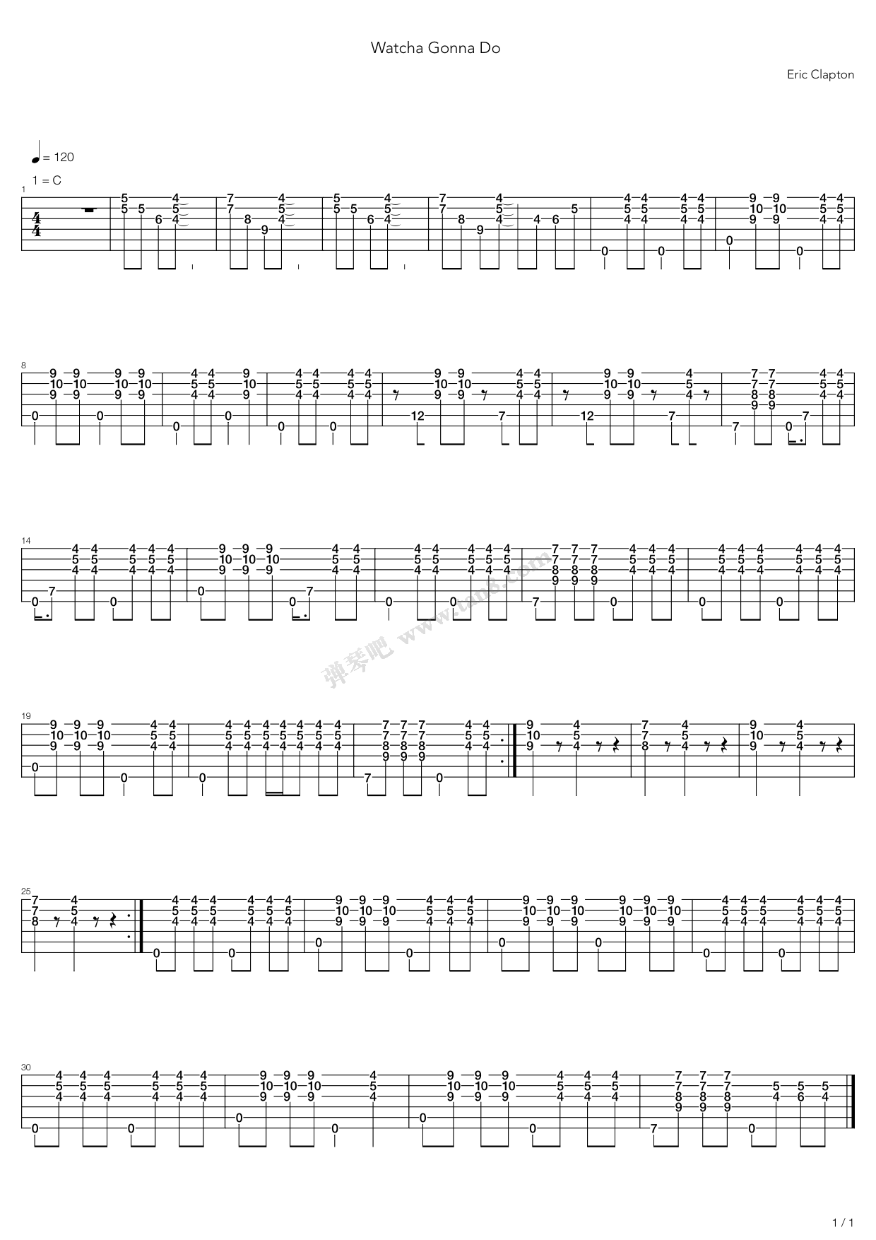 《Watcha Gonna Do》吉他谱-C大调音乐网