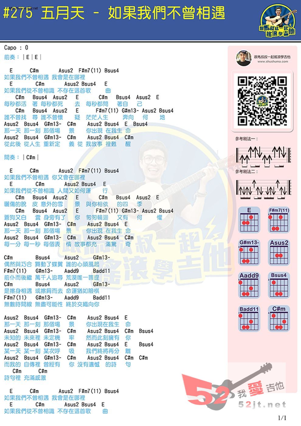 《如果我们不曾相遇 马叔叔教学吉他谱视频》吉他谱-C大调音乐网