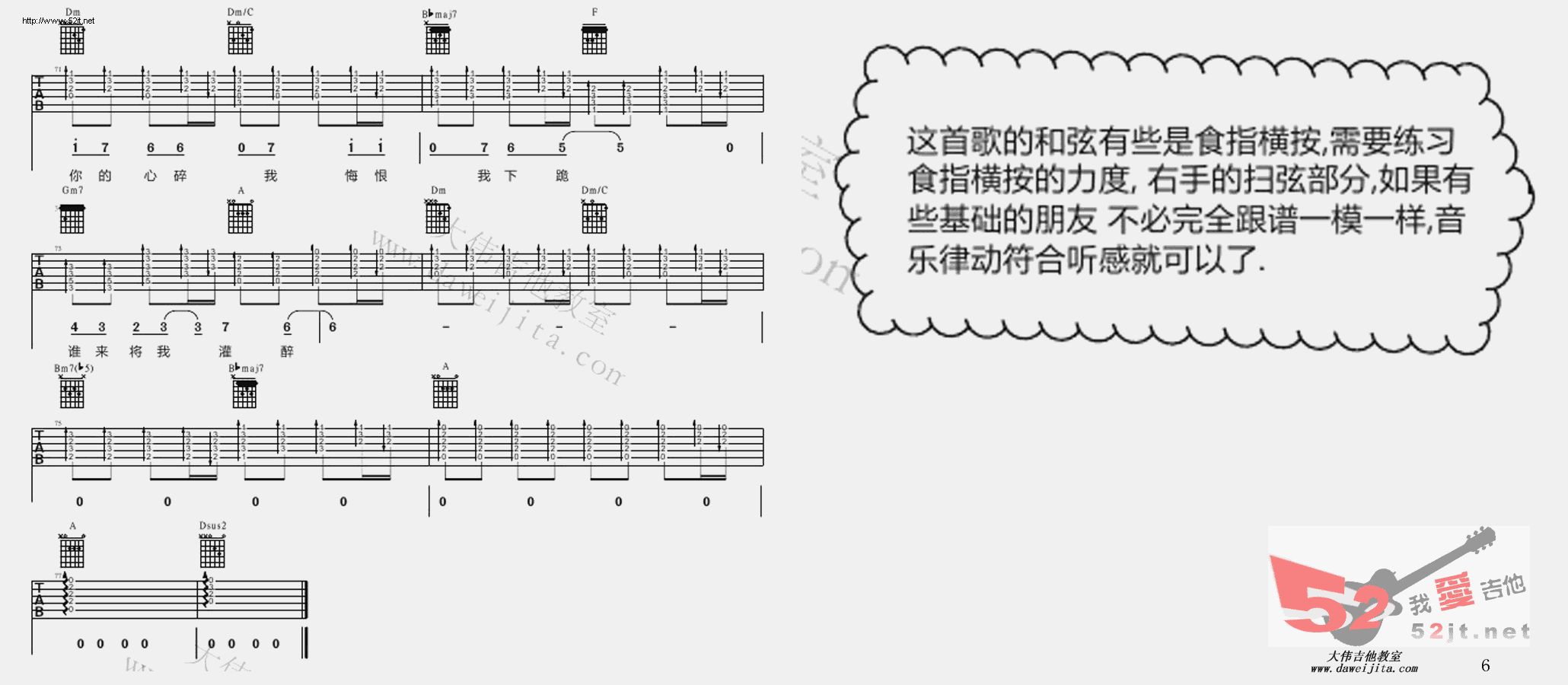 《默背你的心碎 视频教学吉他谱视频》吉他谱-C大调音乐网