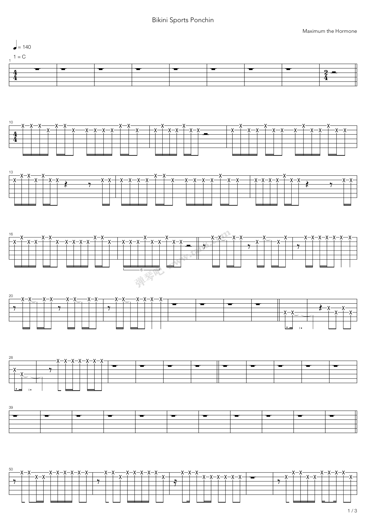 《Bikini Sports Ponchin(ビキニ・スポーツ・ポンチン) ...》吉他谱-C大调音乐网