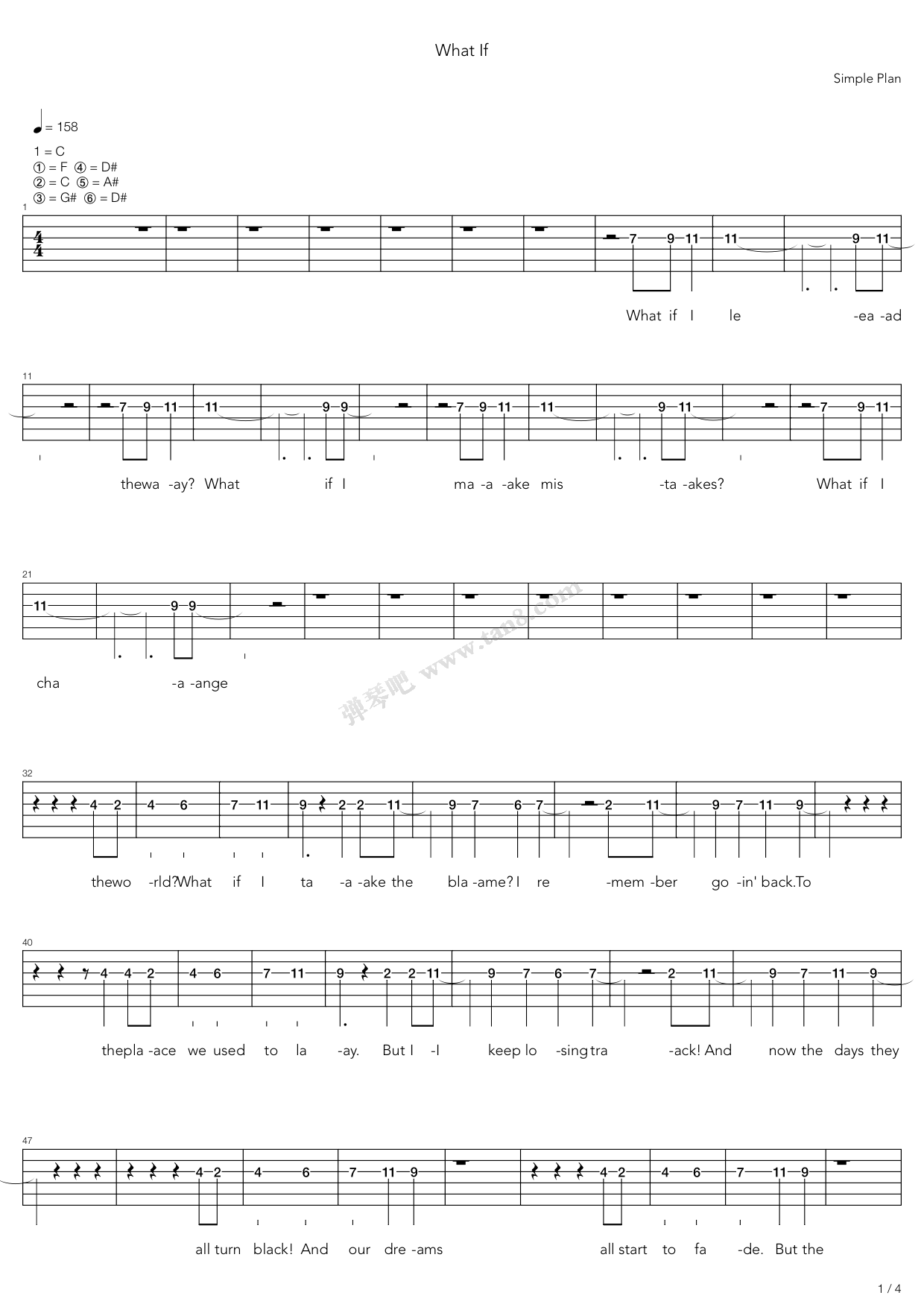 《What If》吉他谱-C大调音乐网