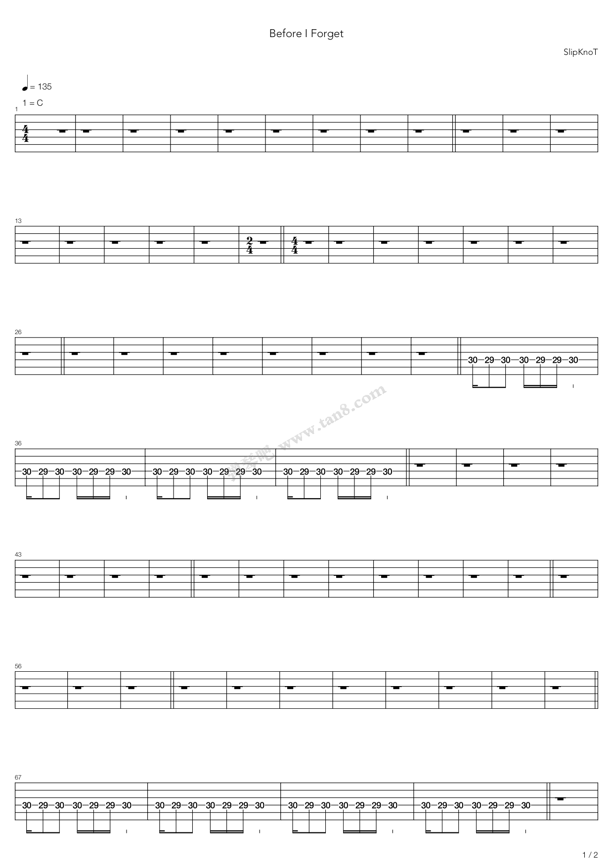 《Before I Forget》吉他谱-C大调音乐网