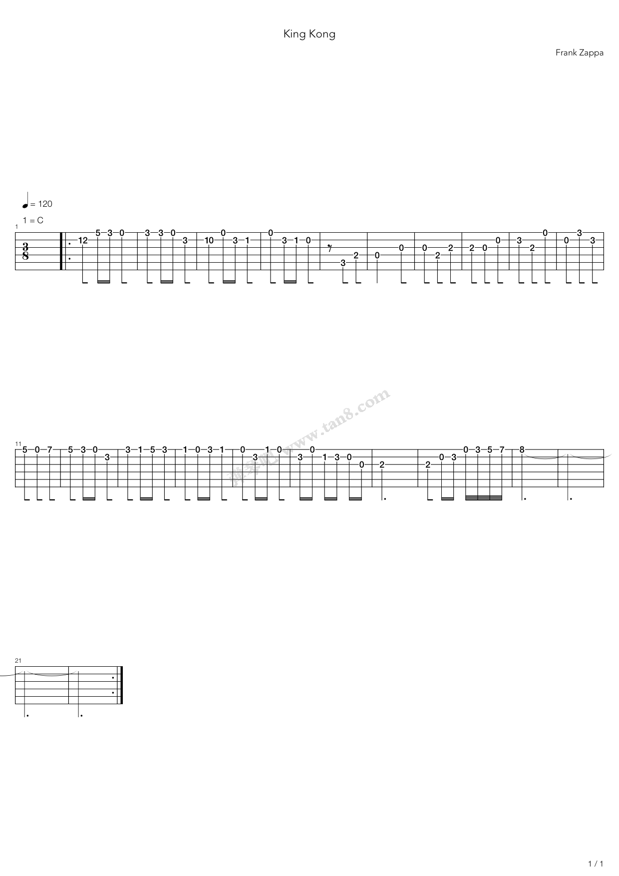 《King Kong》吉他谱-C大调音乐网