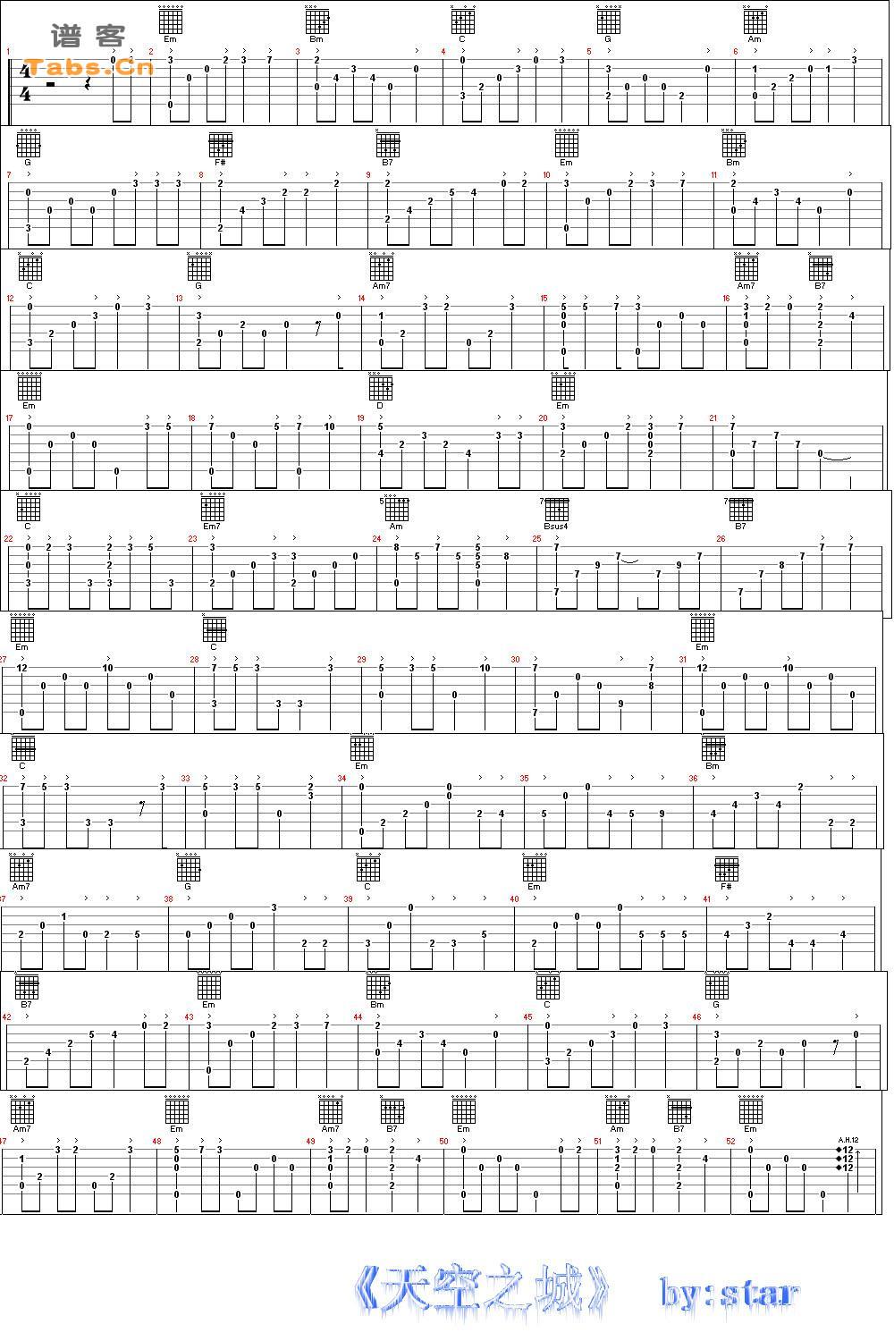 《天空之城 还可以的版本... 》吉他谱-C大调音乐网