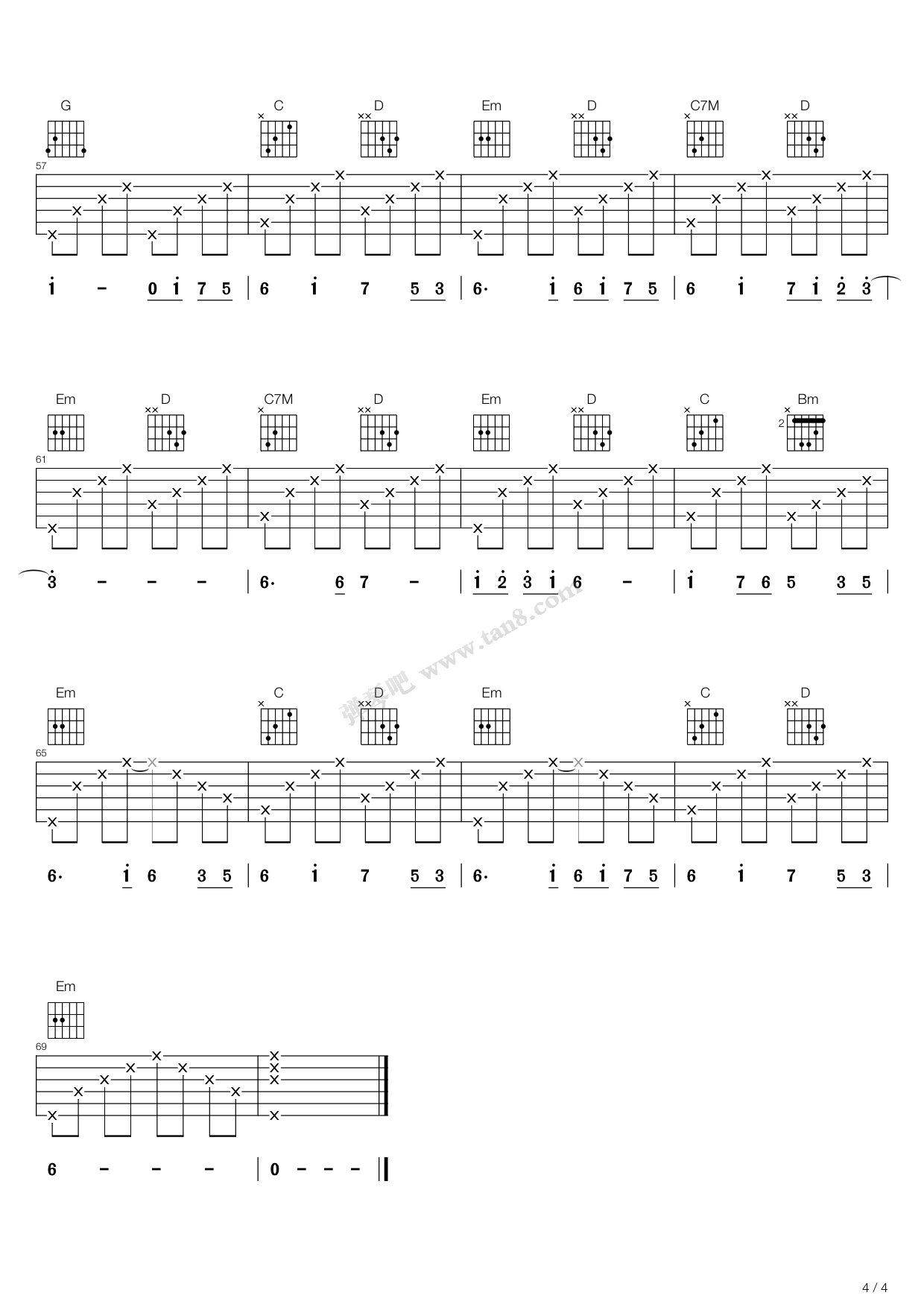 《奇迹之山（奇跡の山，G调二重奏吉他谱）》吉他谱-C大调音乐网