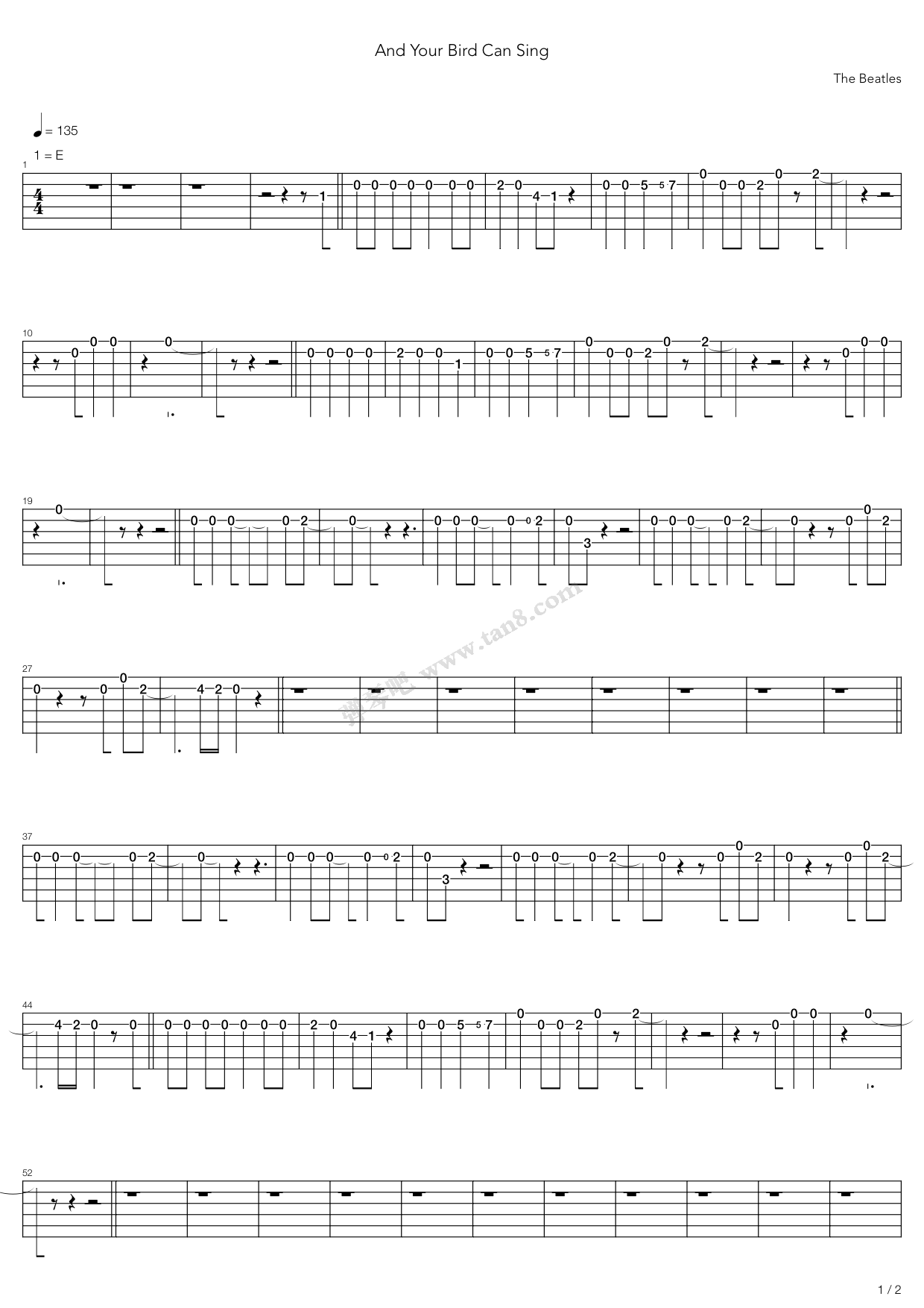 《And Your Bird Can Sing 完美版》吉他谱-C大调音乐网