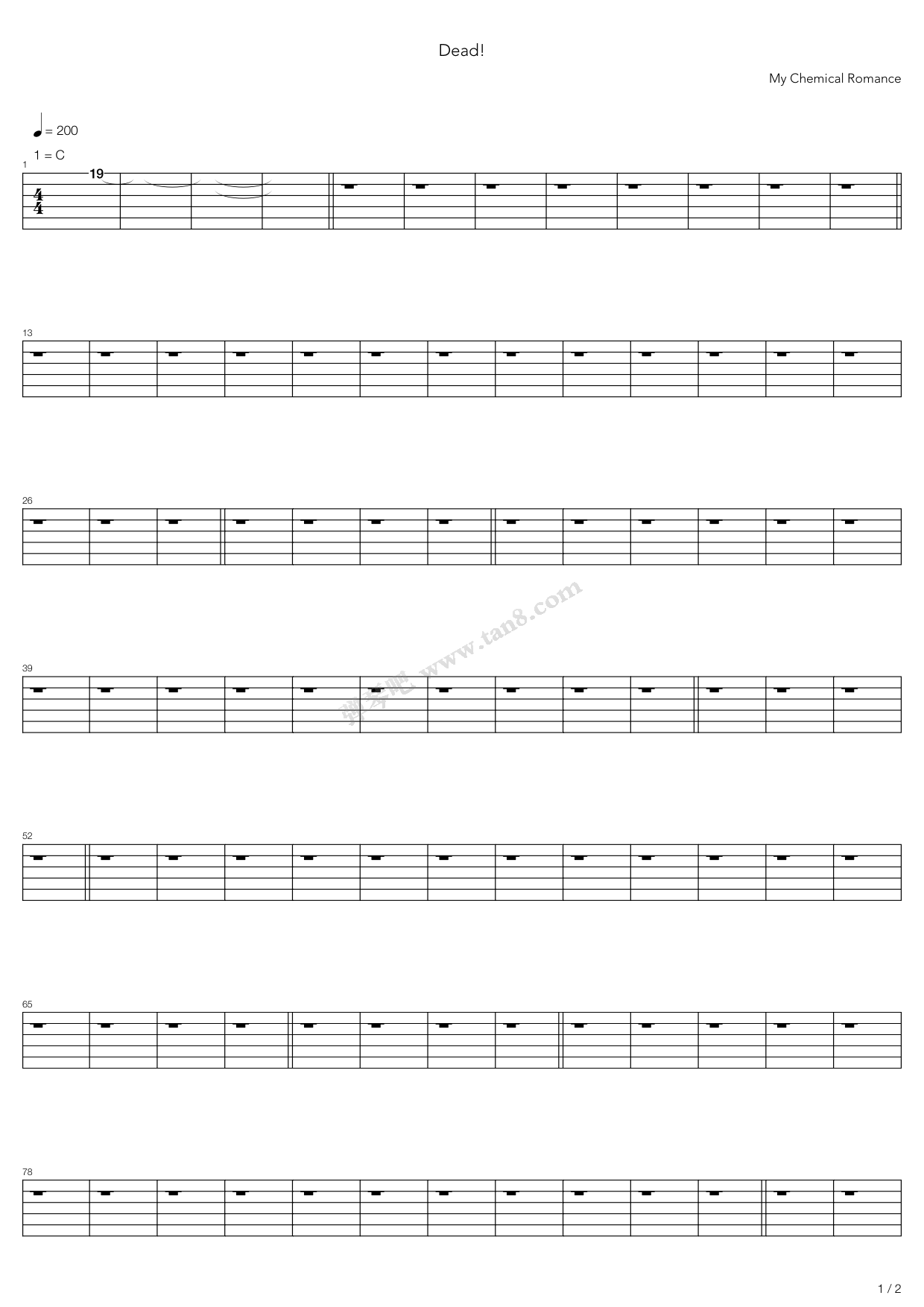 《Dead》吉他谱-C大调音乐网