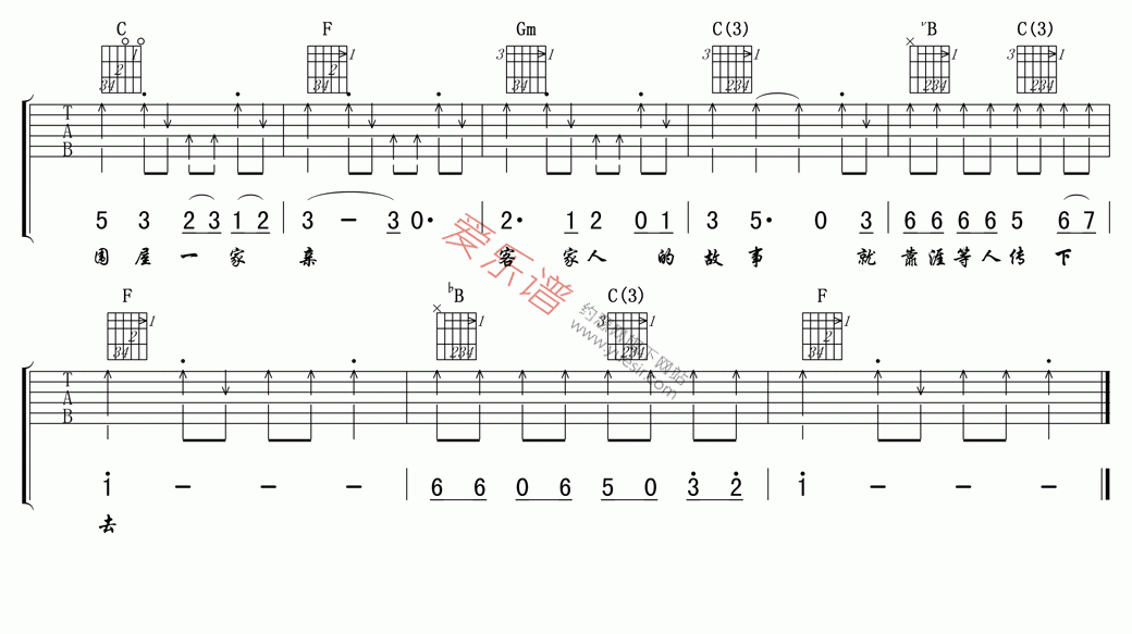 《范依玲《围屋一家亲》》吉他谱-C大调音乐网