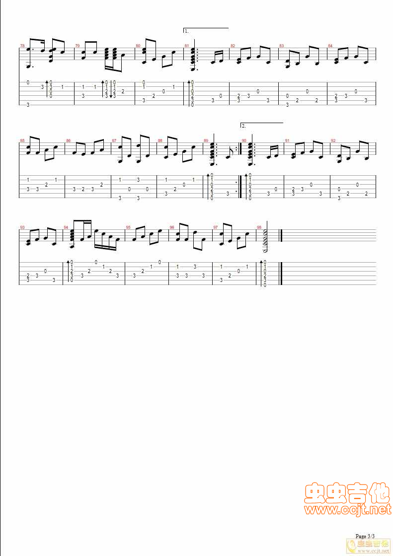 《风之吉他手原创编配《山楂树之恋》》吉他谱-C大调音乐网