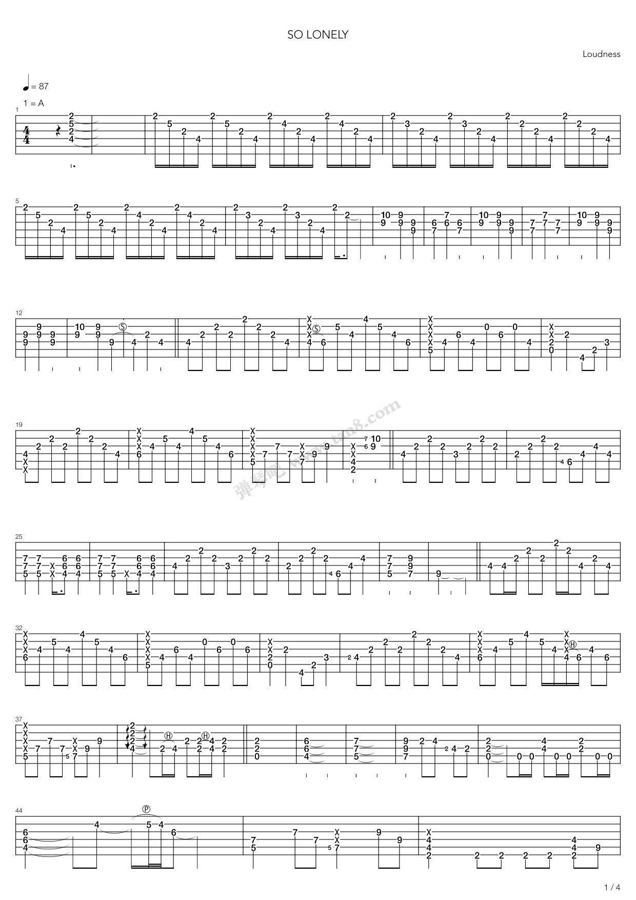 《So Lonely》吉他谱-C大调音乐网