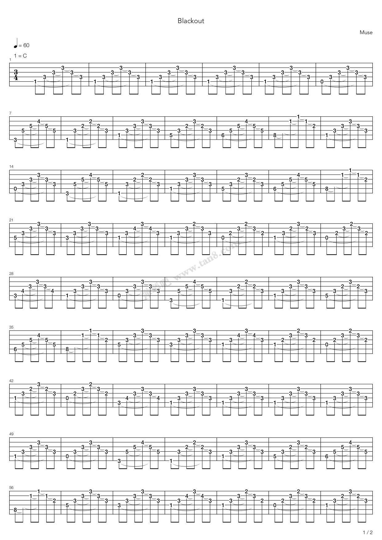 《Blackout》吉他谱-C大调音乐网
