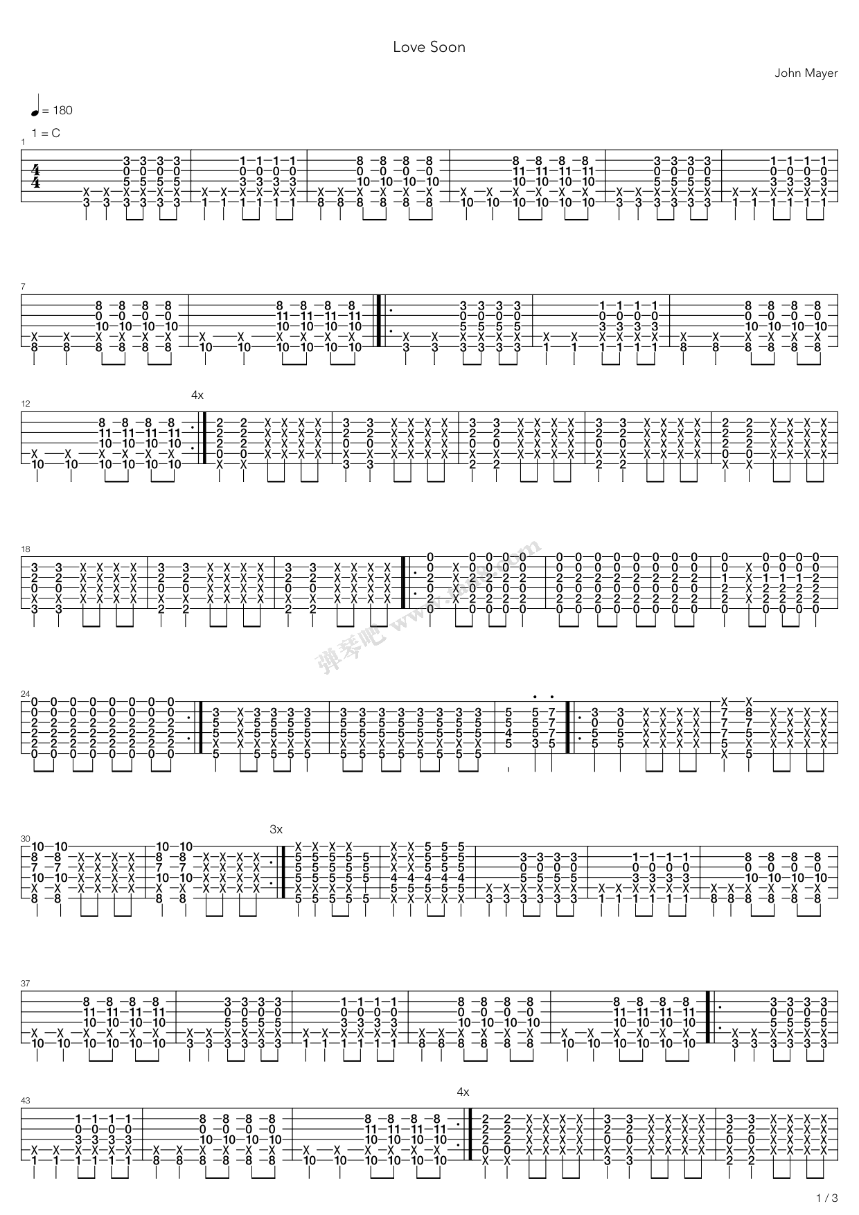 《Love Soon》吉他谱-C大调音乐网