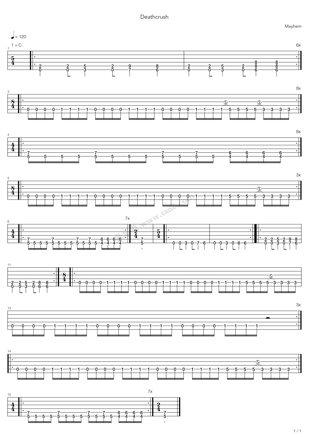 《Deathcrush》吉他谱-C大调音乐网