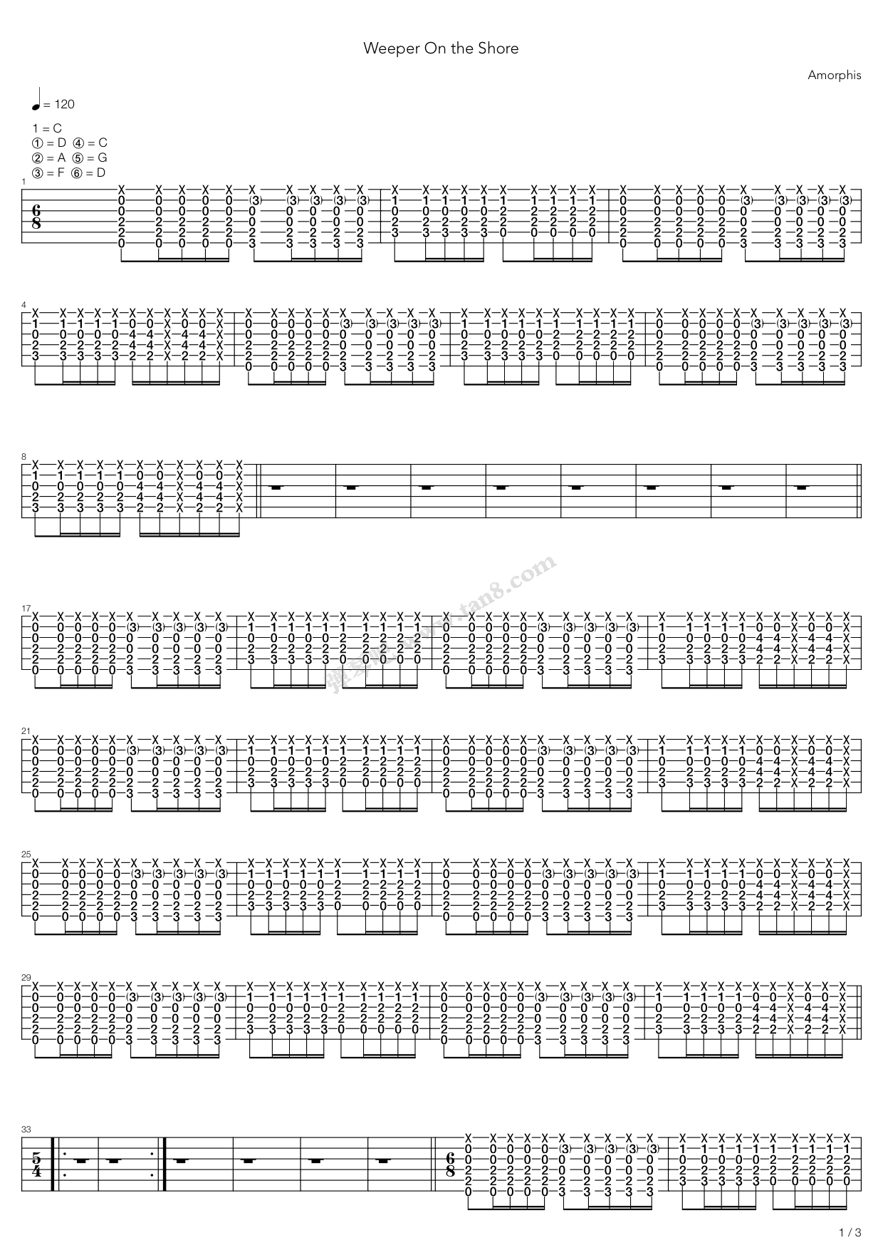 《Weeper On The Shore》吉他谱-C大调音乐网