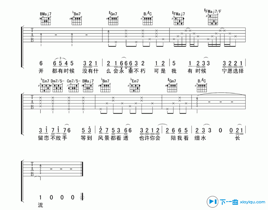 《红豆吉他谱F调_方大同红豆吉他六线谱》吉他谱-C大调音乐网