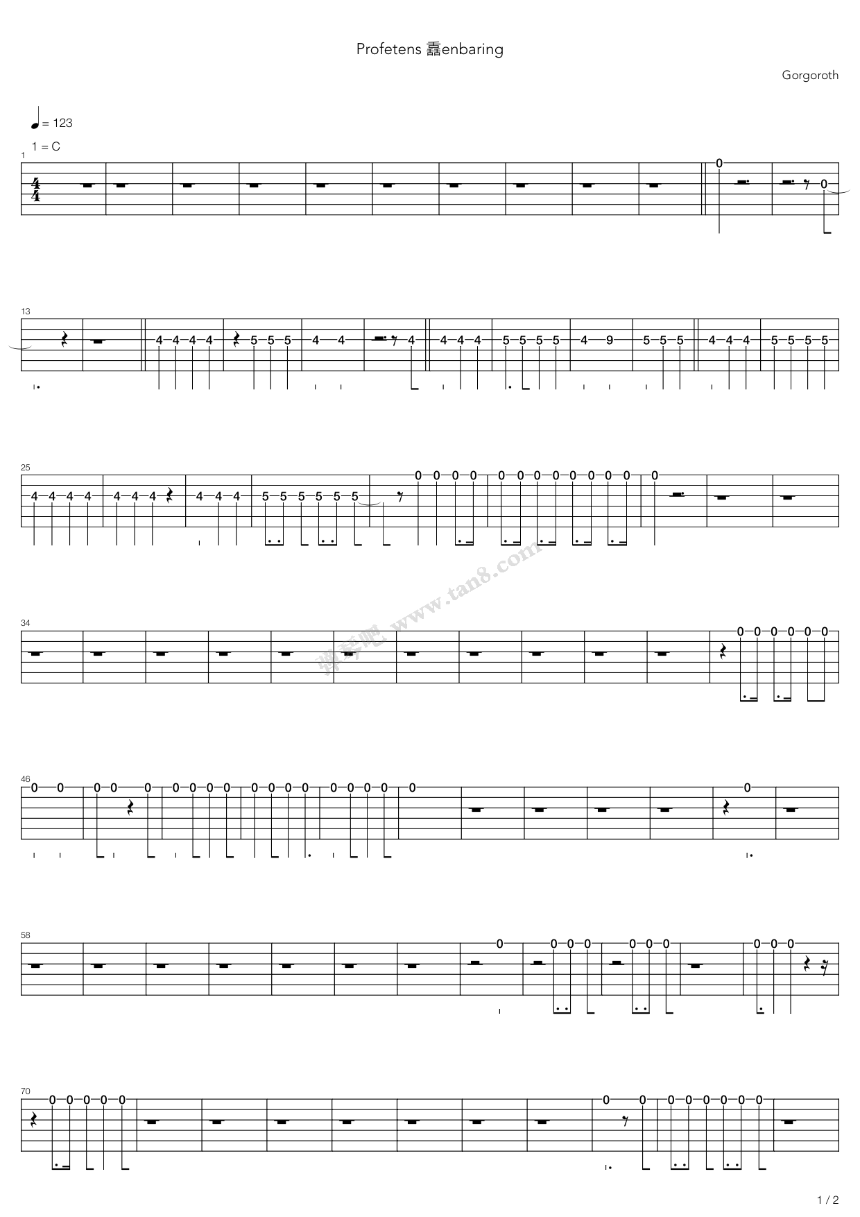 《Profetens Penbaring》吉他谱-C大调音乐网