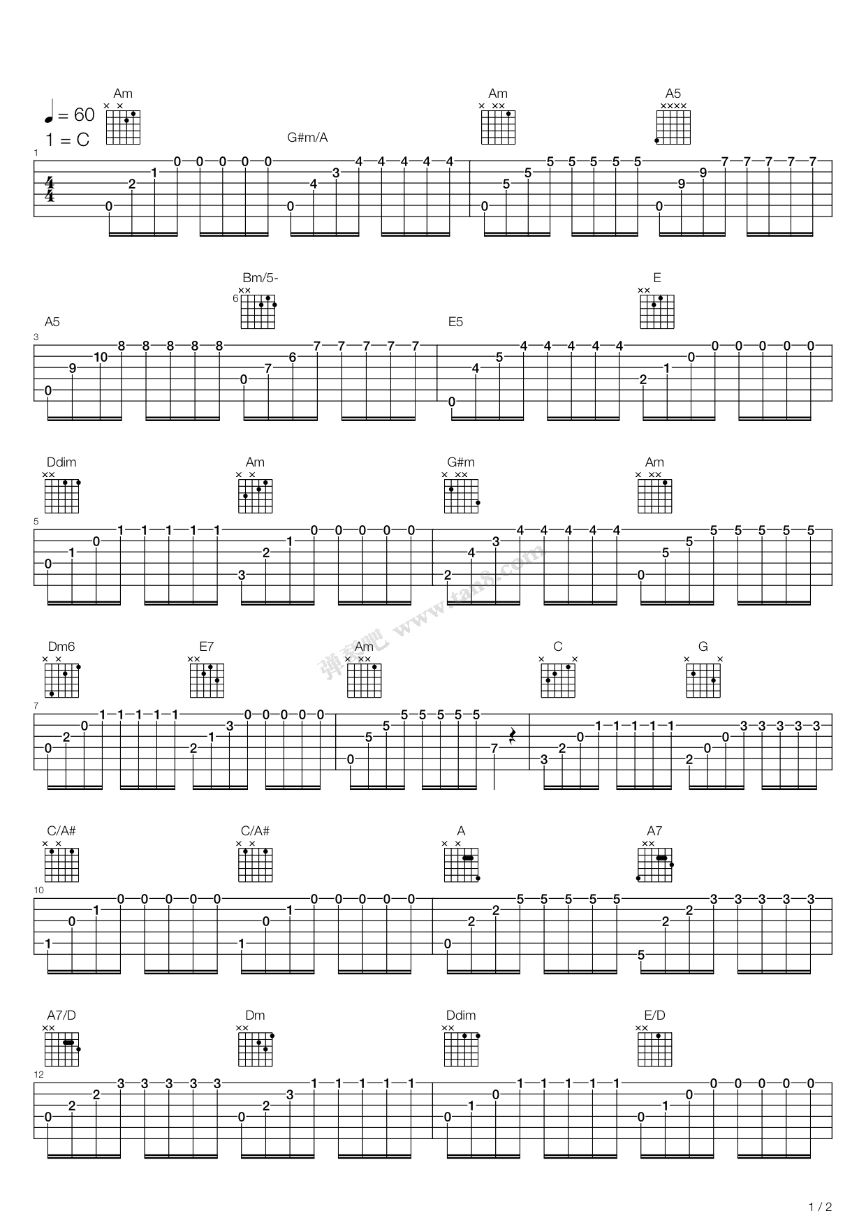 《卡尔卡西练习曲 - 02》吉他谱-C大调音乐网