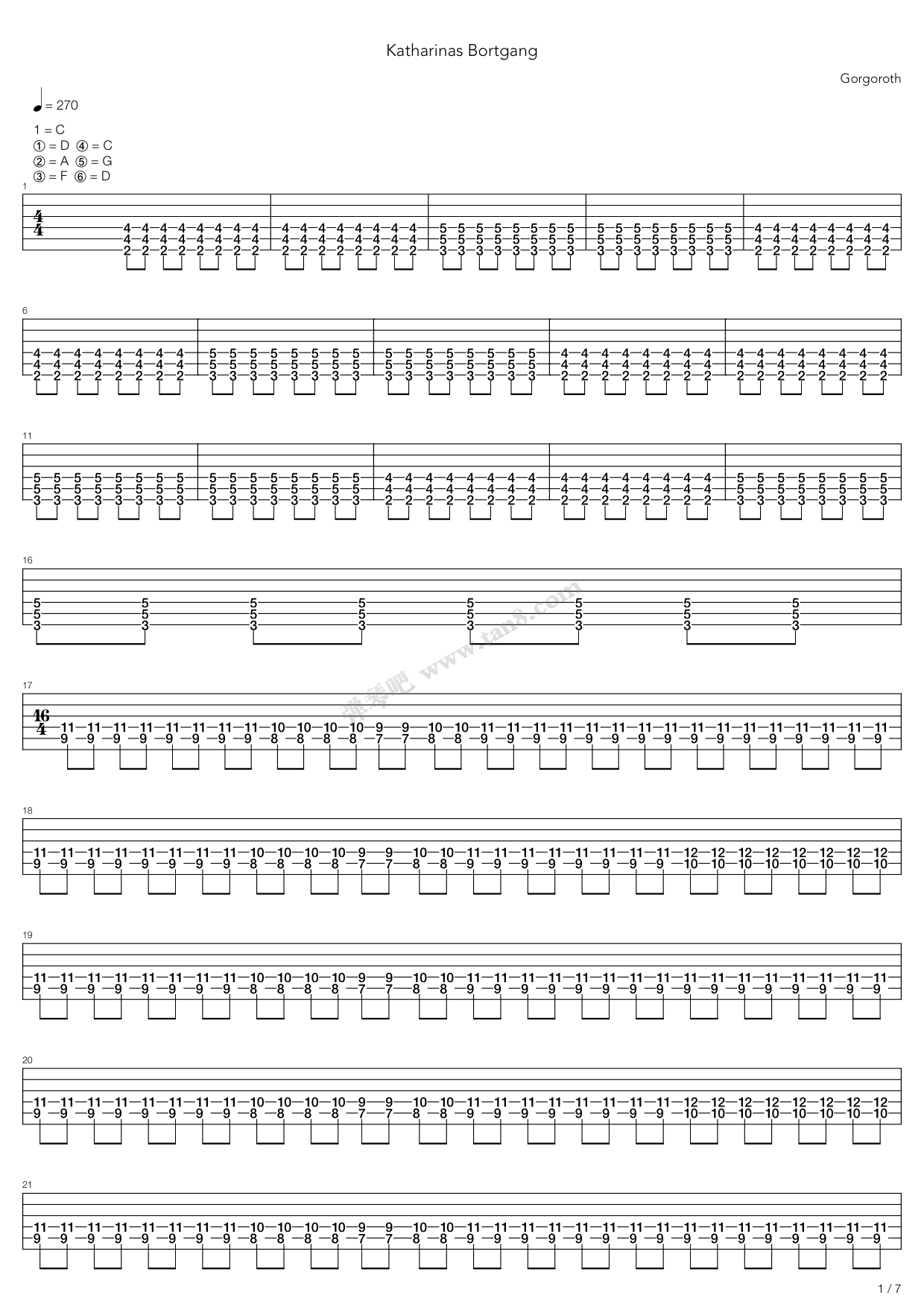 《Katharinas Bortgang》吉他谱-C大调音乐网
