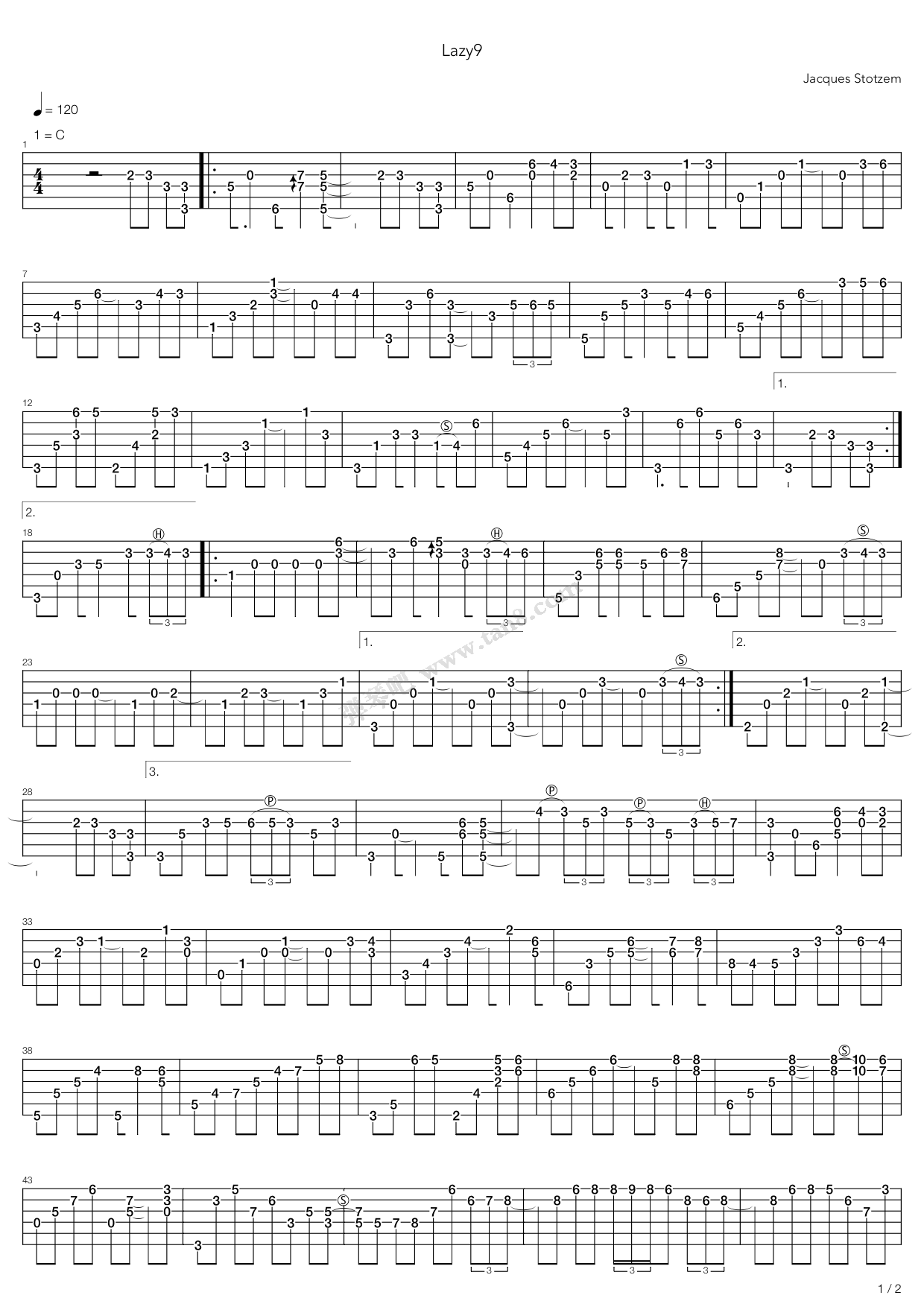 《Lazy9》吉他谱-C大调音乐网