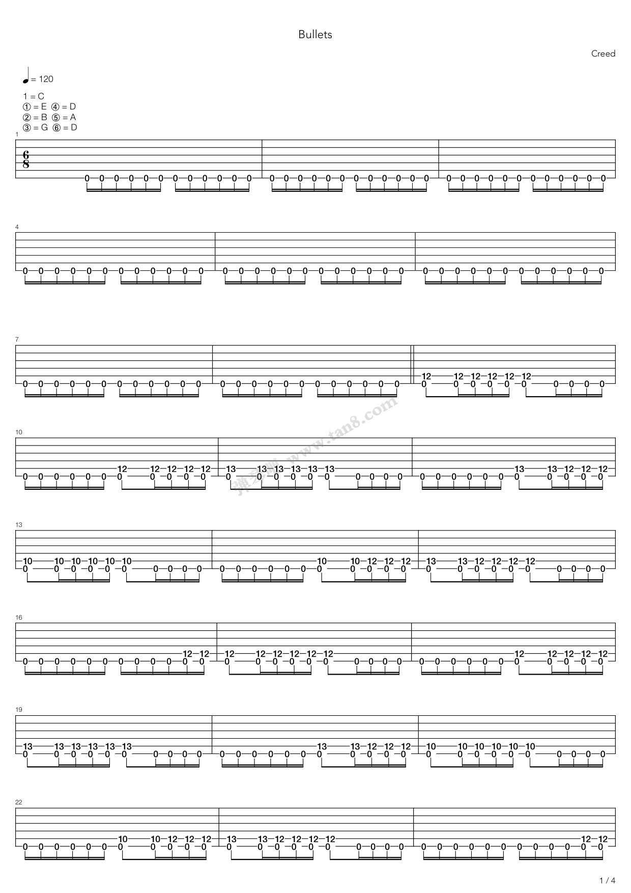 《Bullets》吉他谱-C大调音乐网