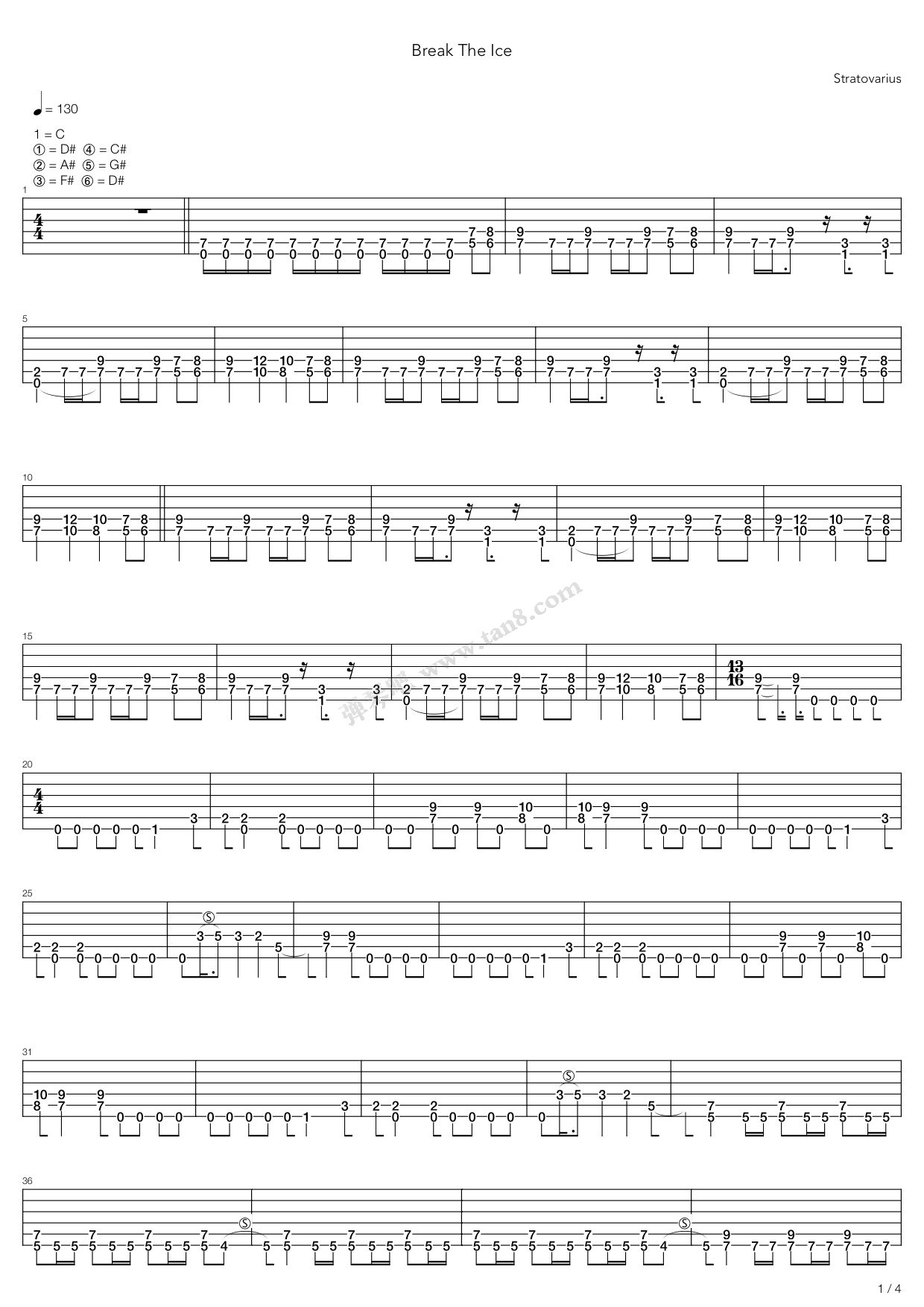 《Break The Ice》吉他谱-C大调音乐网