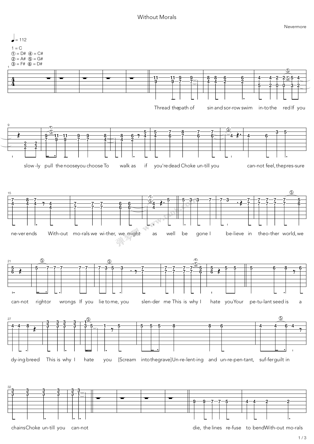 《Without Morals》吉他谱-C大调音乐网
