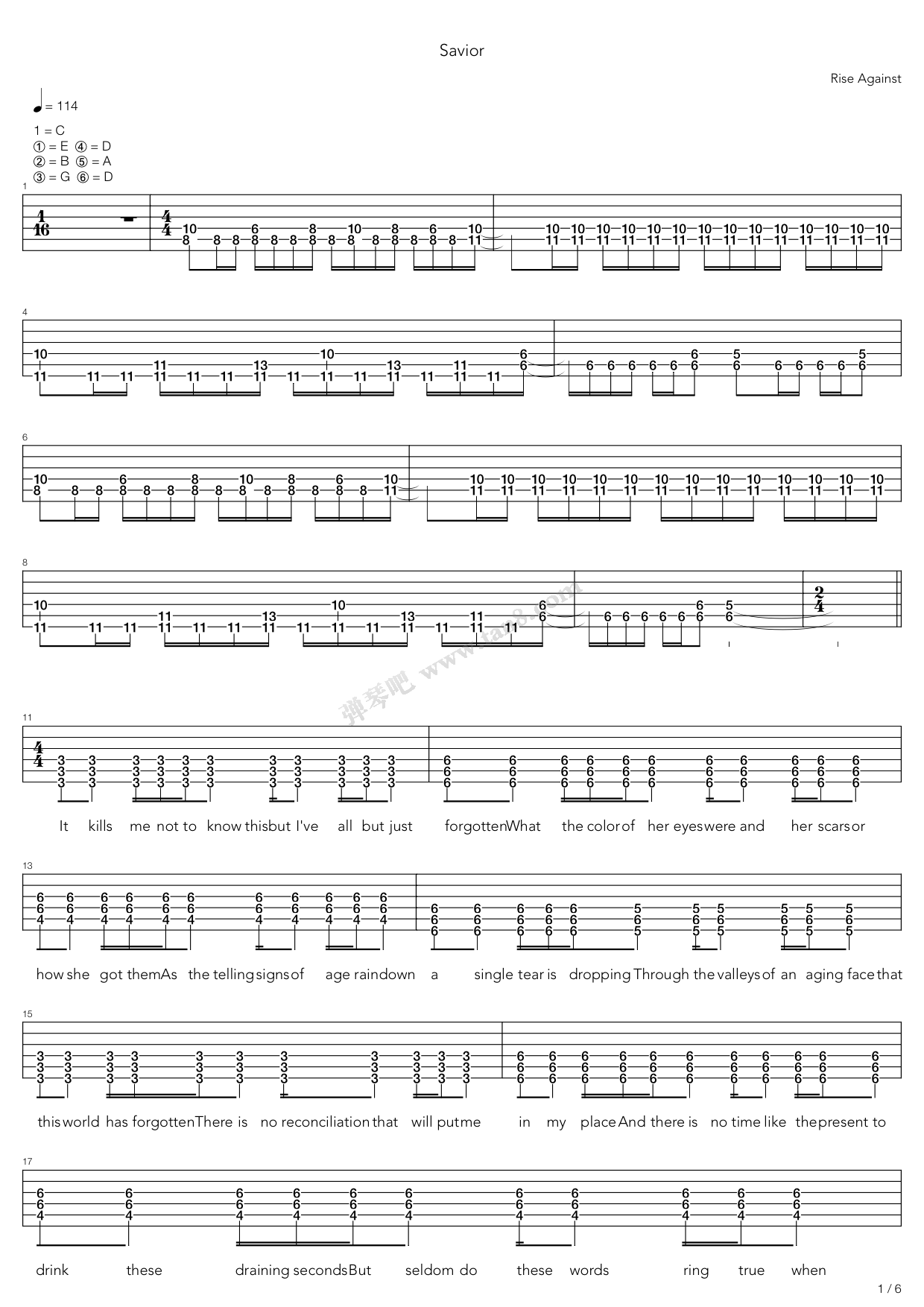 《Savior》吉他谱-C大调音乐网