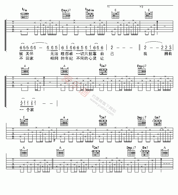 《潘美辰《我想有个家》》吉他谱-C大调音乐网