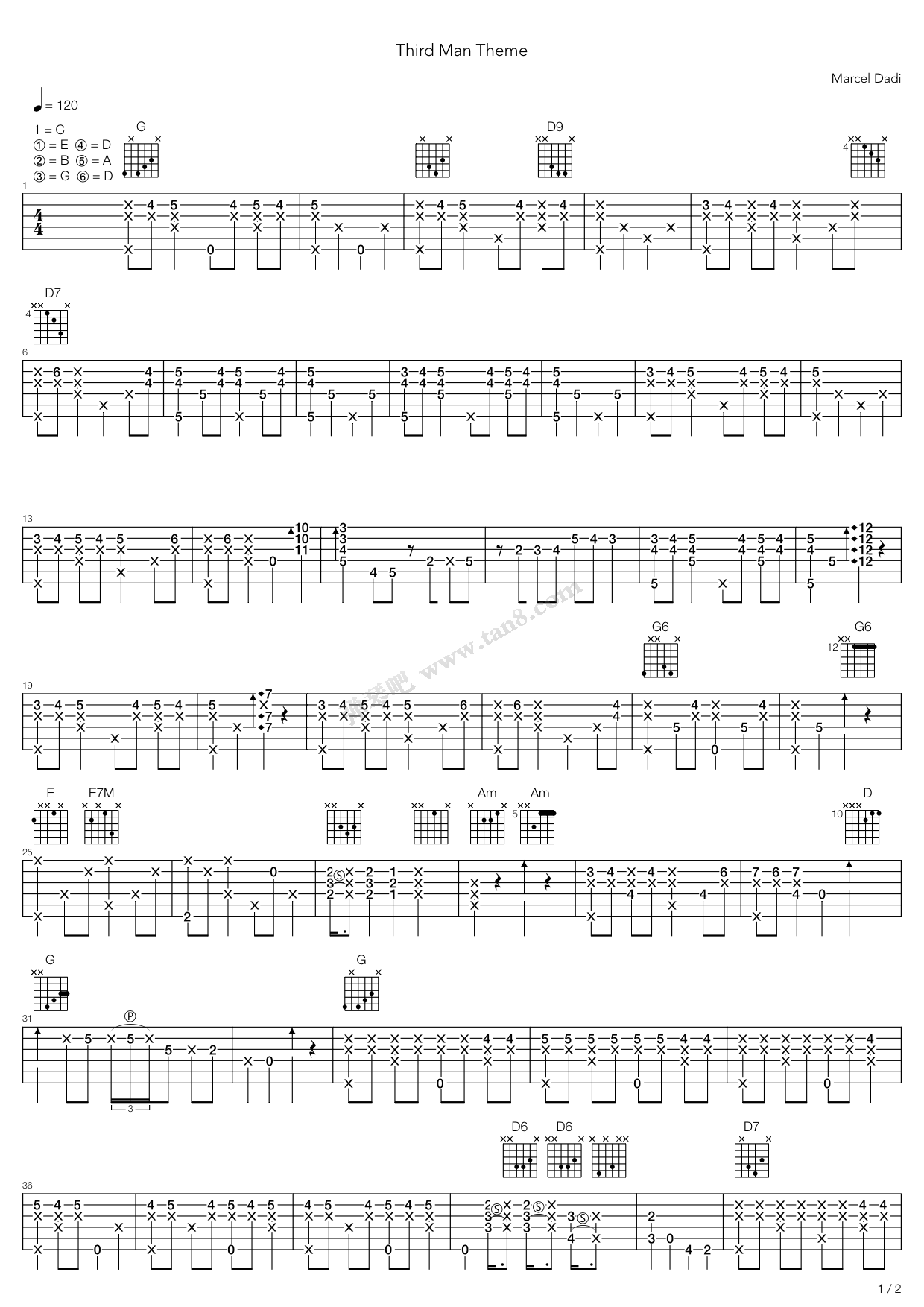 《The Third Man Theme》吉他谱-C大调音乐网